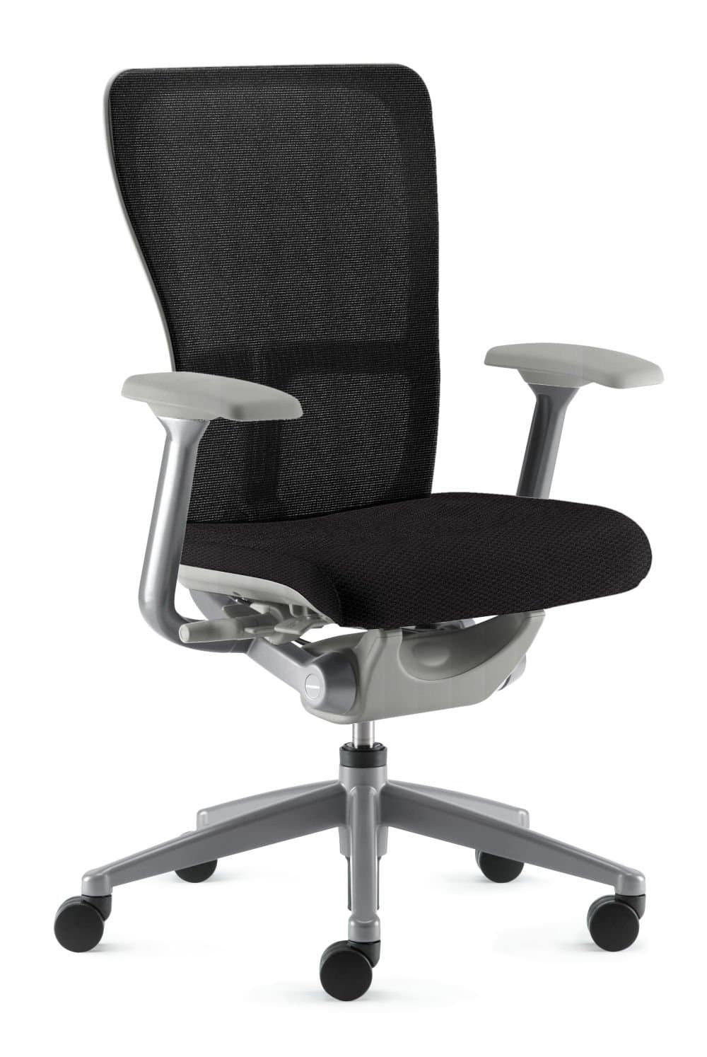 Zody Chair by Haworth: Basic - Fixed Arms - Pneumatic Lift - Black Seat/Back - Silver Frame