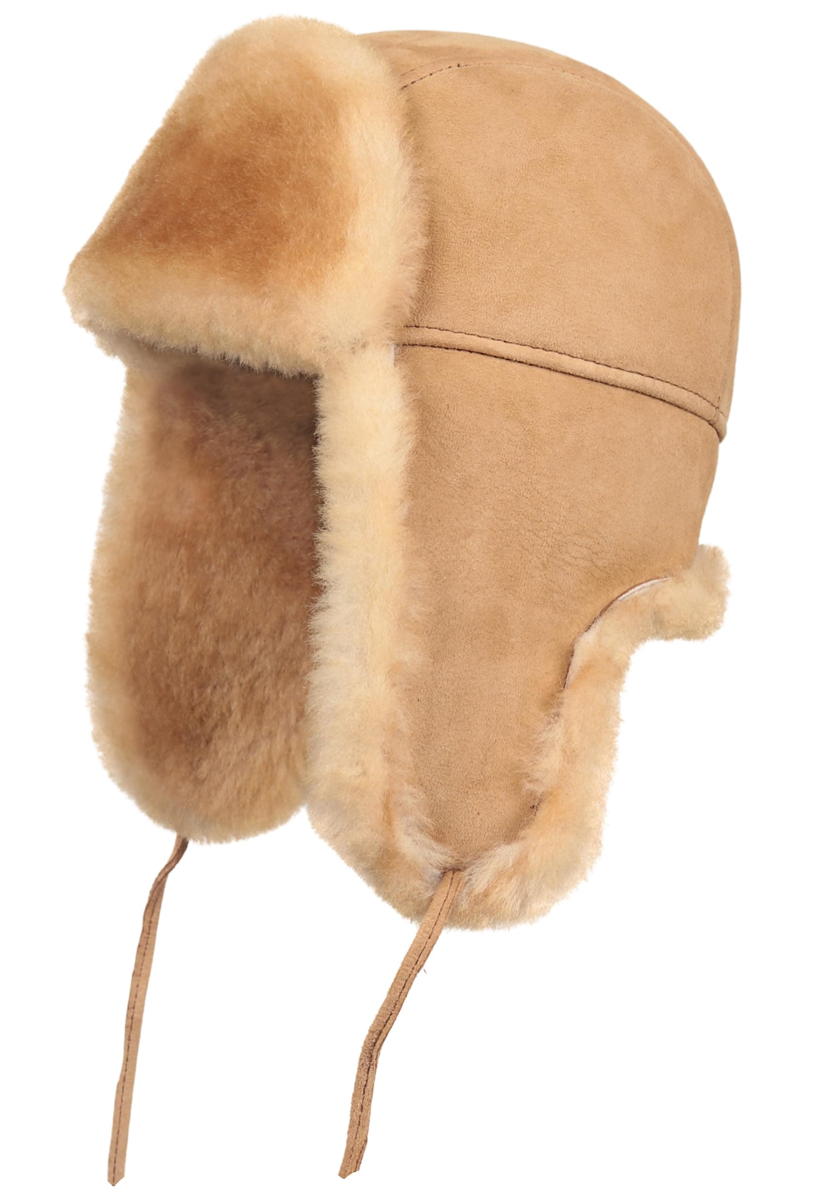 Leather Aviator Shearling Ushanka Trapper Hat Russian Sheepskin Cap Real Fur Winter Hat with Ear Flaps for Men Women