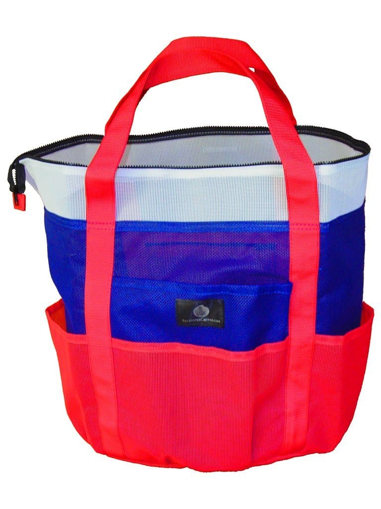 Saltwater Canvas Zip Whale Bag, 9 pockets, Family Beach Bag Tote, Red White Blue
