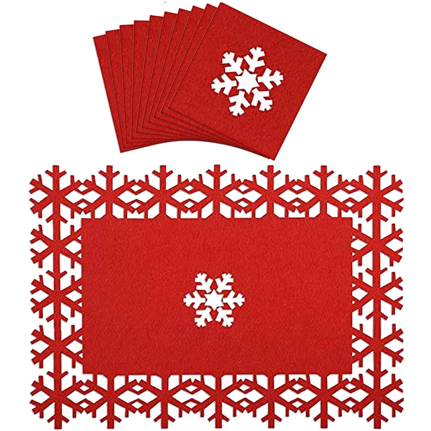 Kompanion Christmas 20 Piece Placemats And Coasters Set, Festive Table Decoration, Perfect for Christmas Dinner and Parties, Other Holiday Celebration