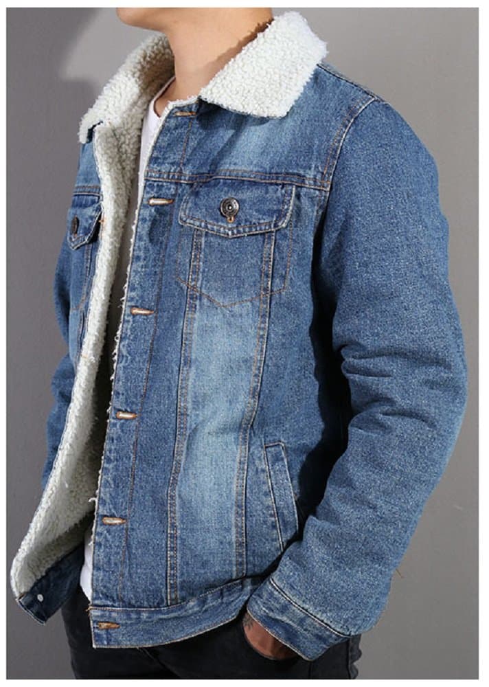 Hanxue Men's Fleece Lined Denim Jeans Jacket Winter Coats