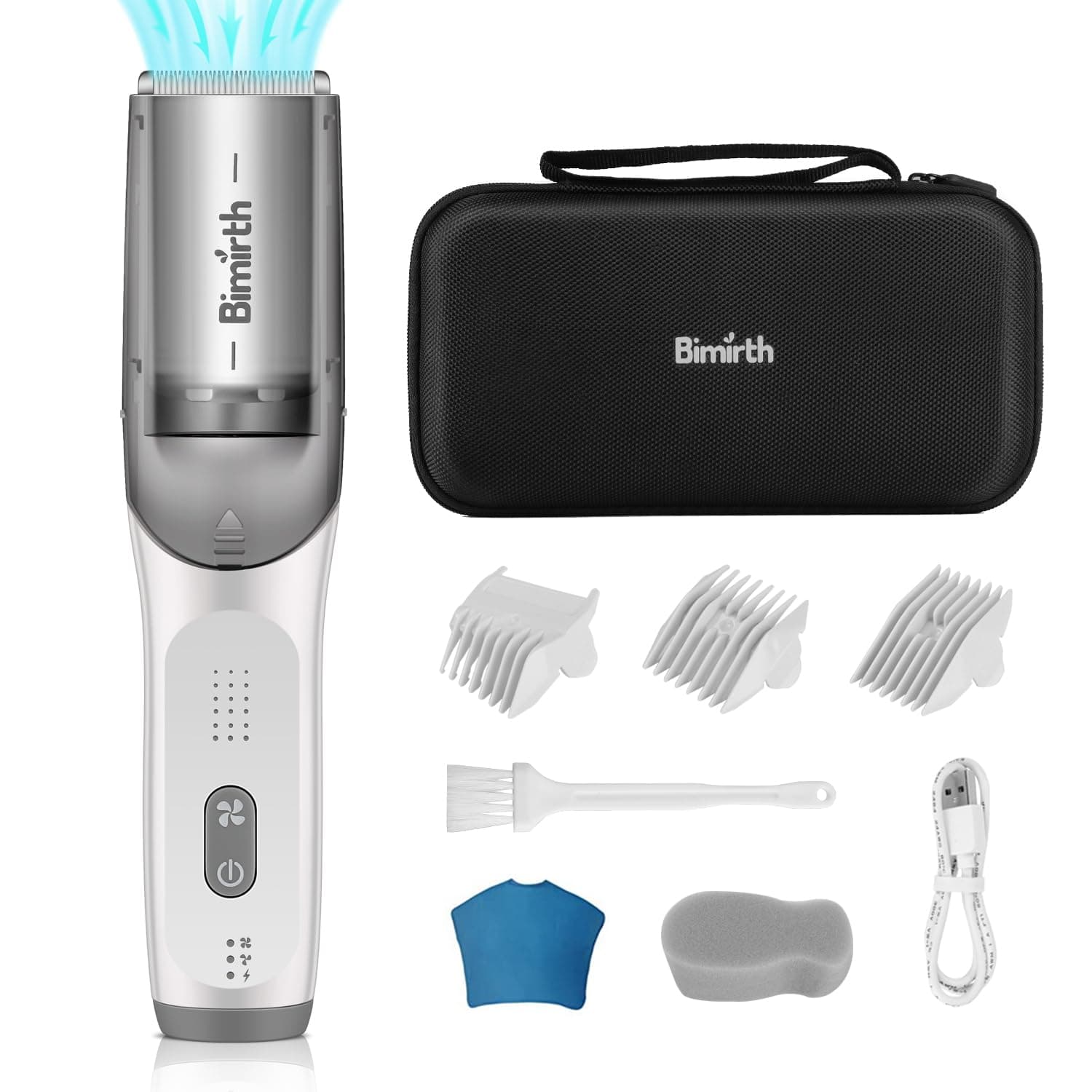 Bimirth Baby Hair Clipper with Vacuum - Hair Trimmer for Kids and Toddlers - Waterproof, Rechargeable, Cordless Hair Cutting Machine for Children (with Bag)