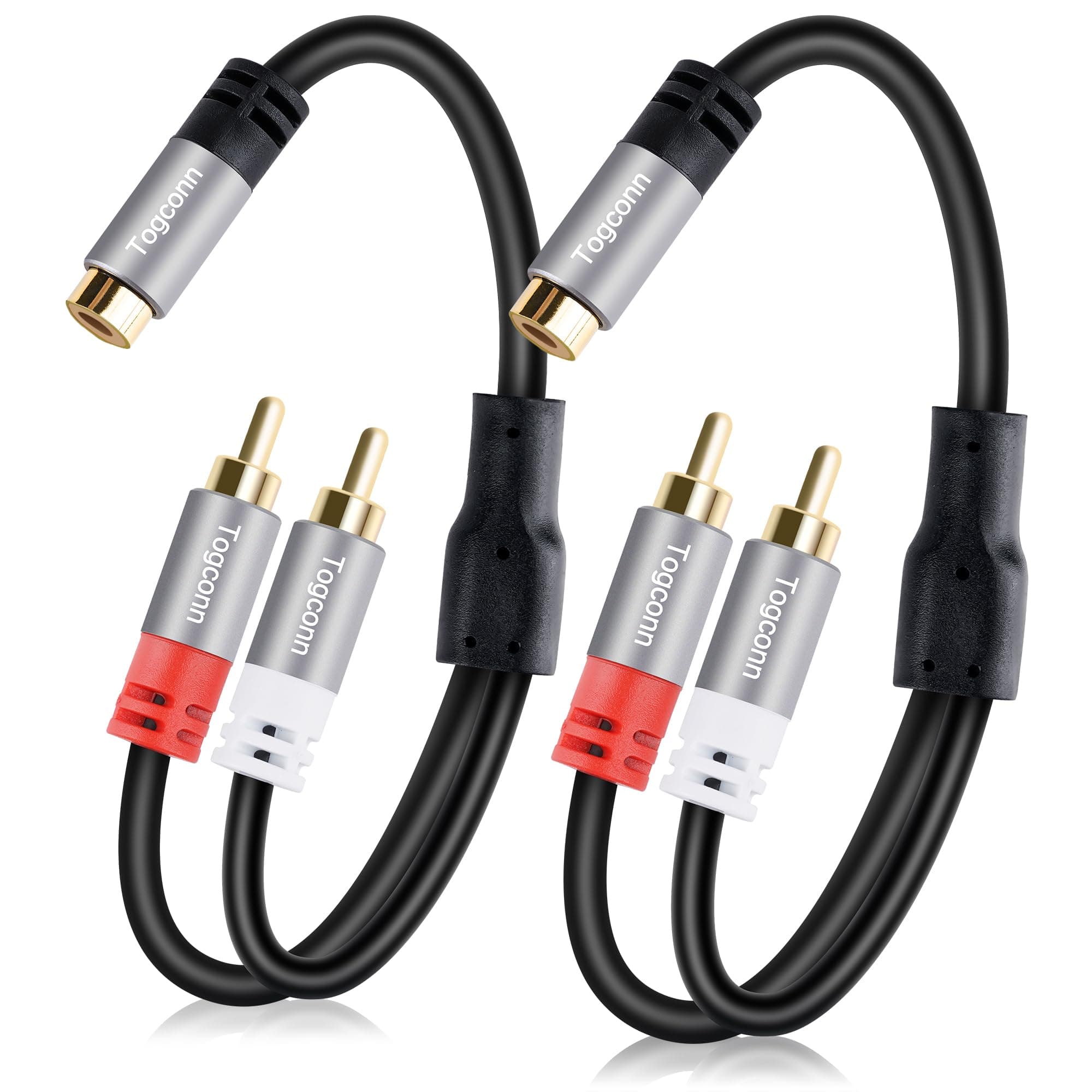 RCA Y-Adapter Splitter Cable 2Pack,1 RCA Female to 2 RCA Male Stereo Audio Video Subwoofer Car Audio Cable Y Splitter Adapter Extension Cord for Home Theater, Hi-Fi System, Amplifier, Speaker-0.6 Feet