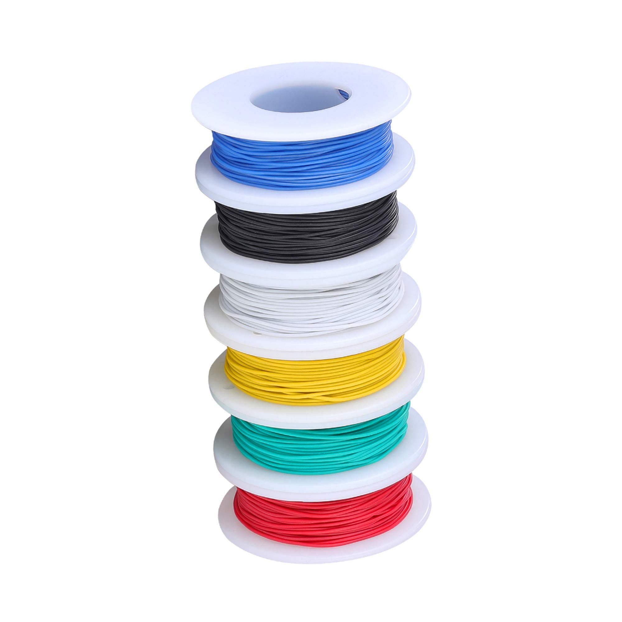 TUOFENG 28 AWG Solid Wire Kit - 6 Different Colored 50 Feet Spools, 28 Gauge Jumper Wire - Hook Up Kit