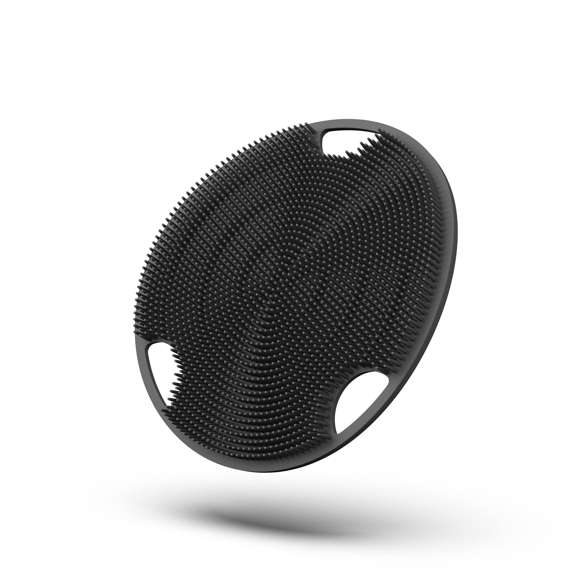 Boie USA Flat Body Scrubber - Soft Silicone-Like Exfoliating Shower Scrubber & Body Cleansing Brush - Stick-to-Wall Loofah Replacement - Antimicrobial Body Exfoliator for All Skin Types - Black