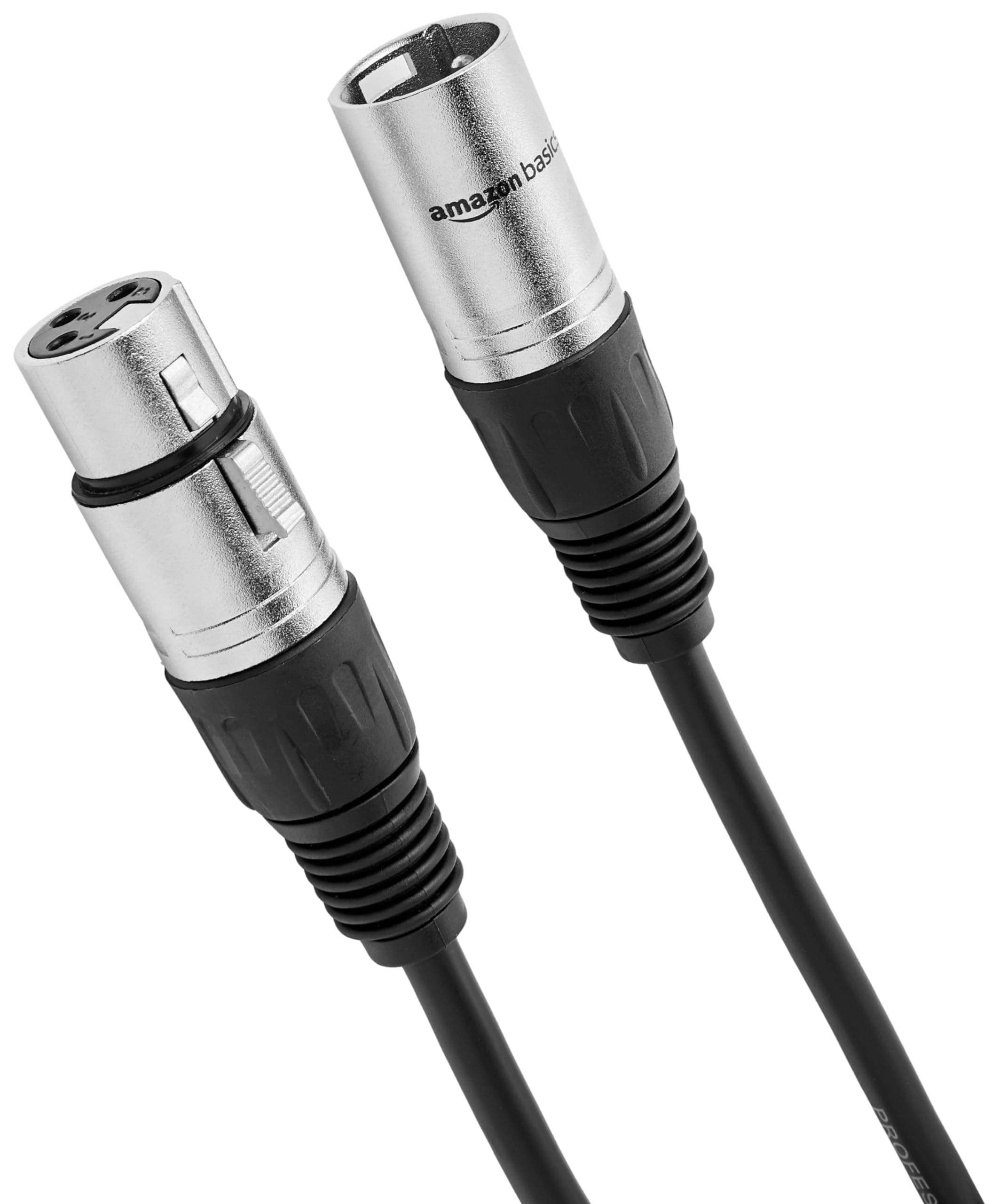 Amazon Basics 2-Pack XLR Microphone Cable for Speaker or PA System, All Copper Conductors, 6MM PVC Jacket, 25 Foot, Black