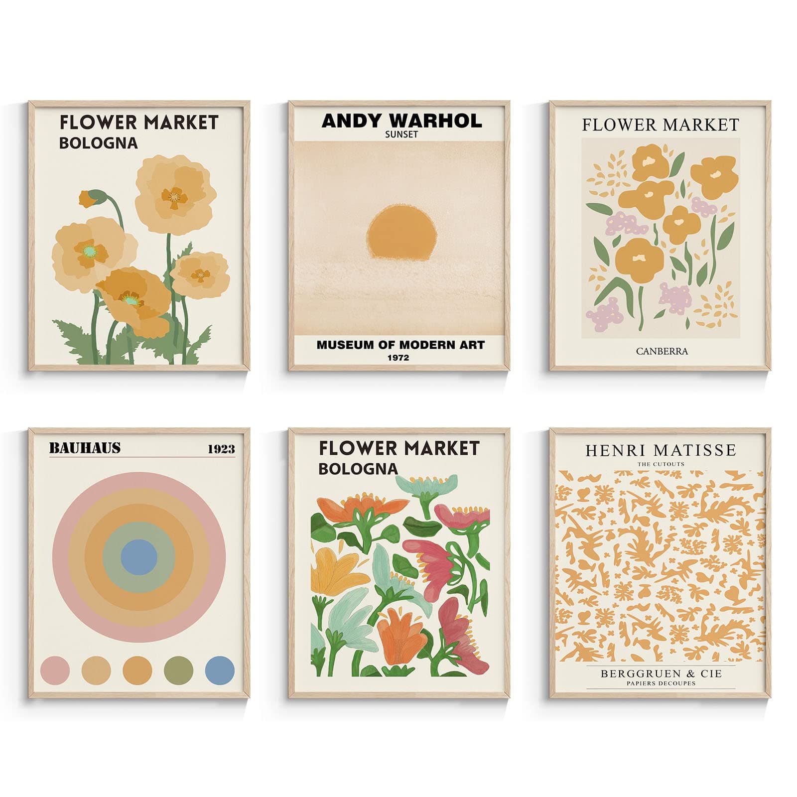 InSimSeaFlower Market Posters Wall Art Prints - Set of 6 Floral Art Poster Botanical Plant Artwork Wall Decor Prints, Vintage Wall Art Posters for Room Aesthetic (8x10 UNFRAMED)