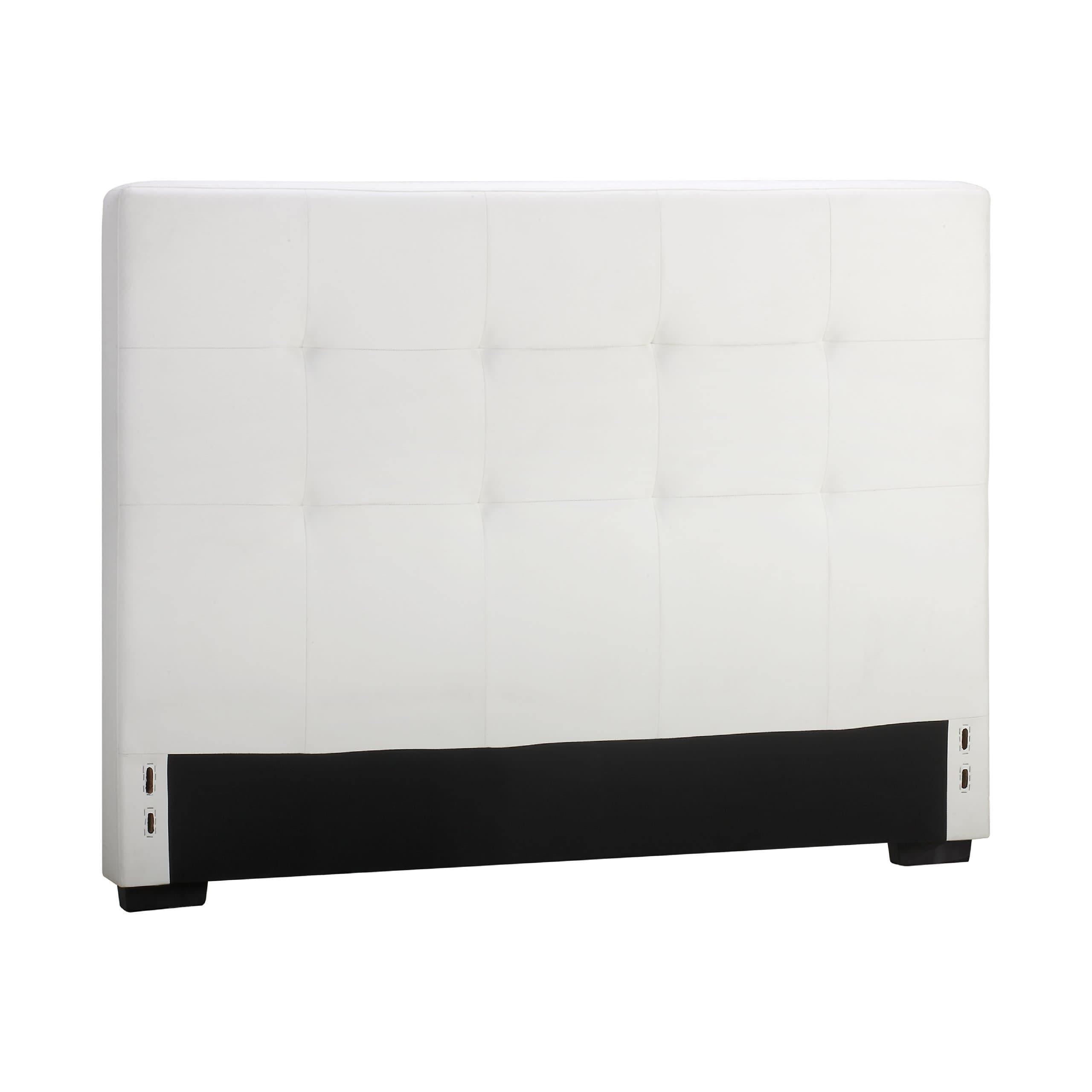 Dorel Asia Luxurious Button Tufted Blended Leather Headboard, King, White