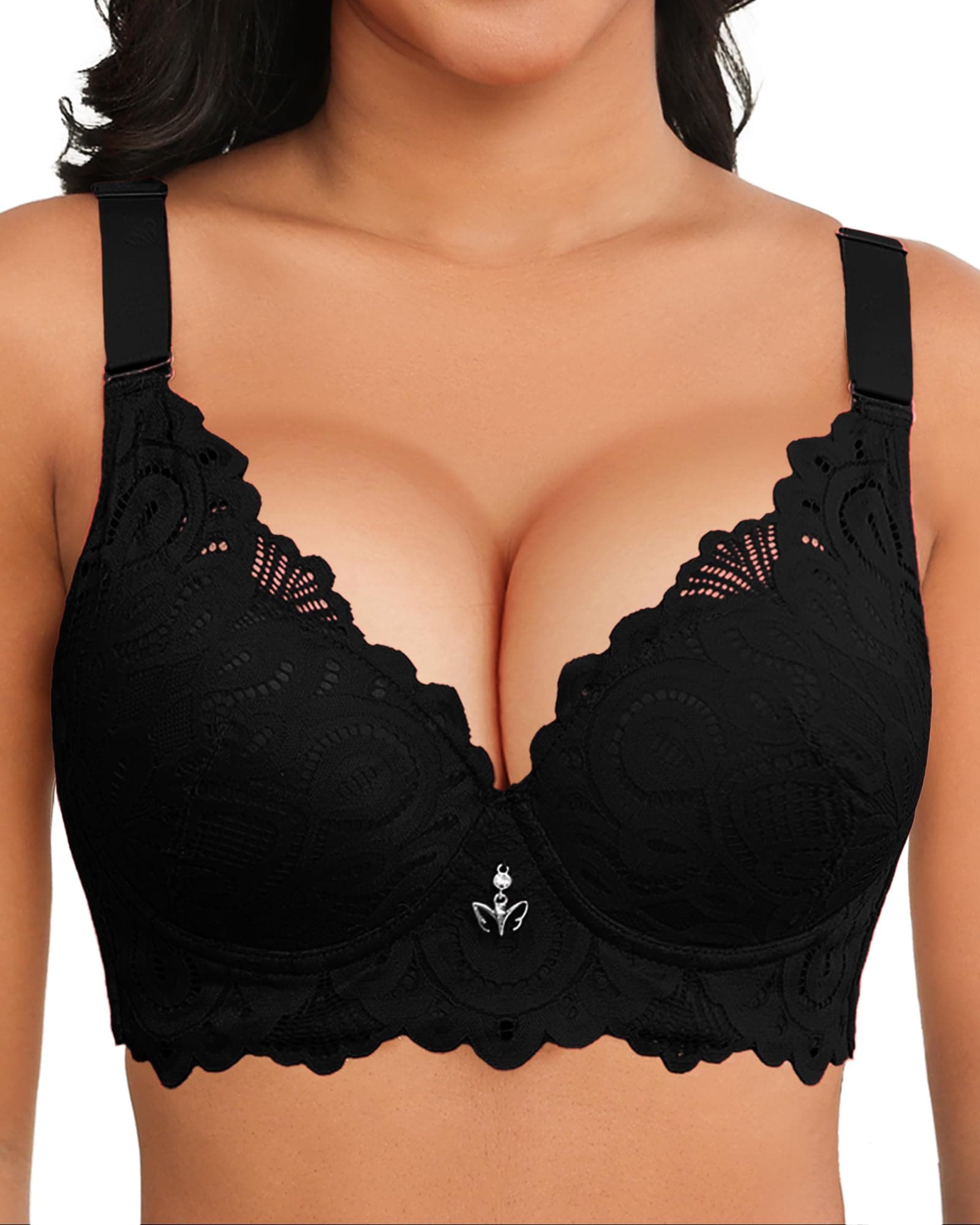 Push Up Lace Bra for Women Underwire Plus Size Comfortable Brassiere
