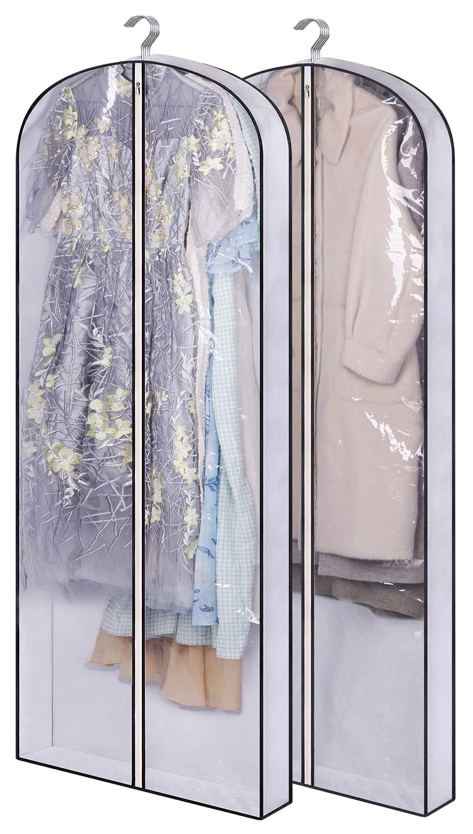 SLEEPING LAMB 60" Gusseted Garment Bags for Closet Storage Clear Dress Bag Hanging Clothes Storage for Long Gowns, Coats, Sweaters, 2 Packs