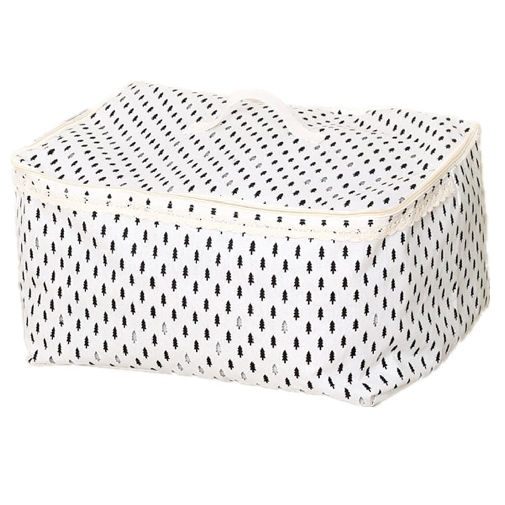 ShuZ White Linen Clothes Storage Bag, Folding Organizer Bag with Zipper and Handles