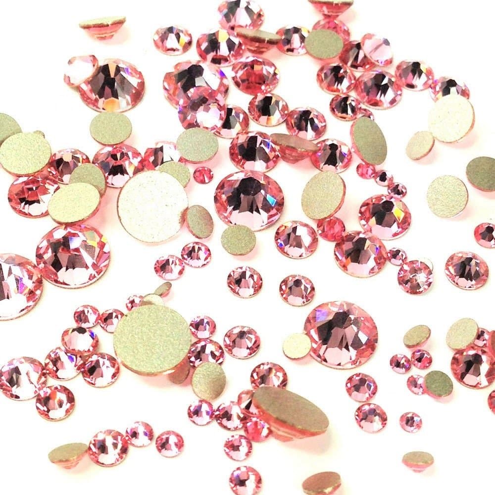 Light Rose (223) Pink 144 pcs Swarovski 2058/2088 Crystal Flatbacks Pink Rhinestones Nail Art Mixed with Sizes ss5, ss7, ss9, ss12, ss16, ss20, ss30 Made in Austria crystal-wholesale