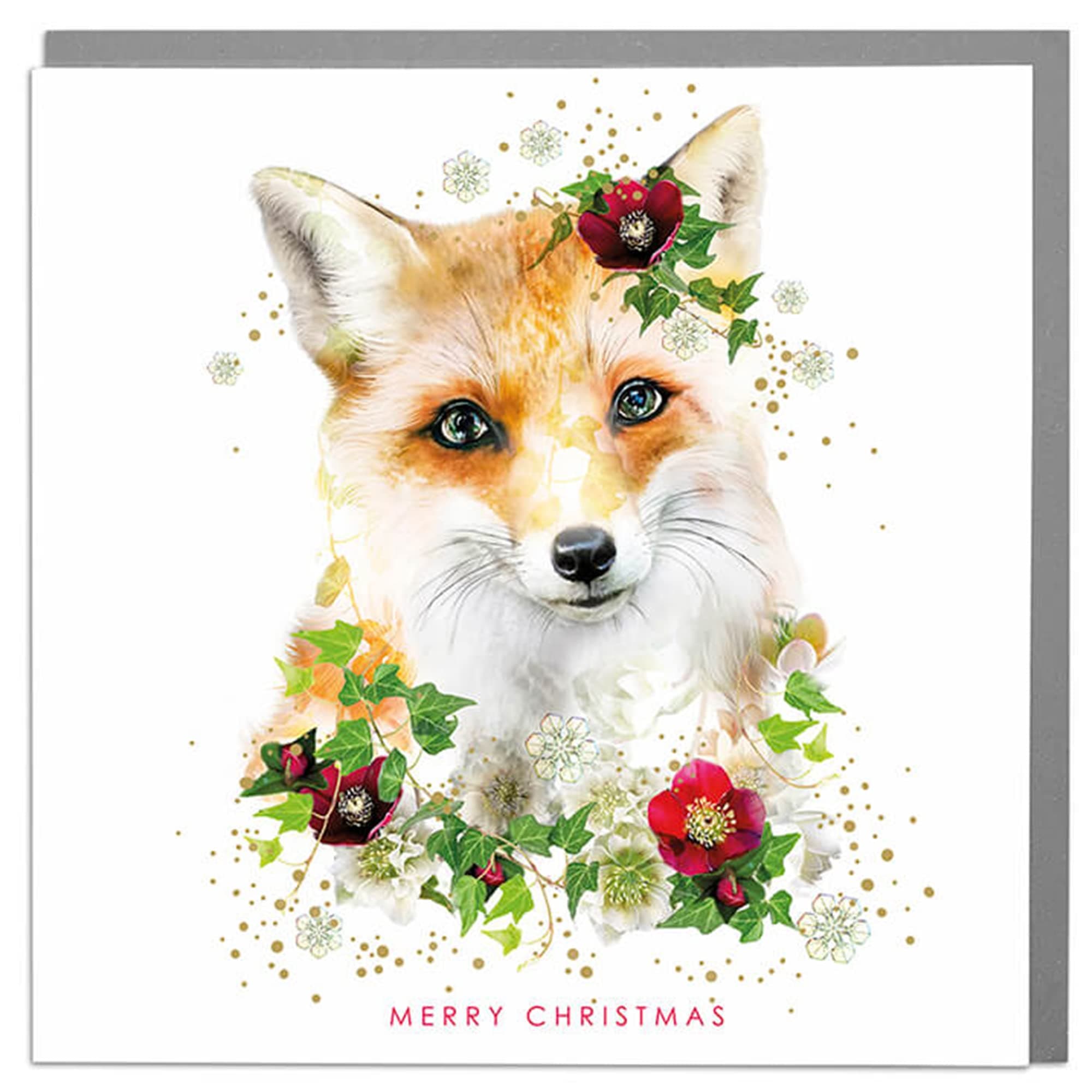 Lola Design - Wildlife Wonderful Christmas Card - Blank Card and Envelope - Fox