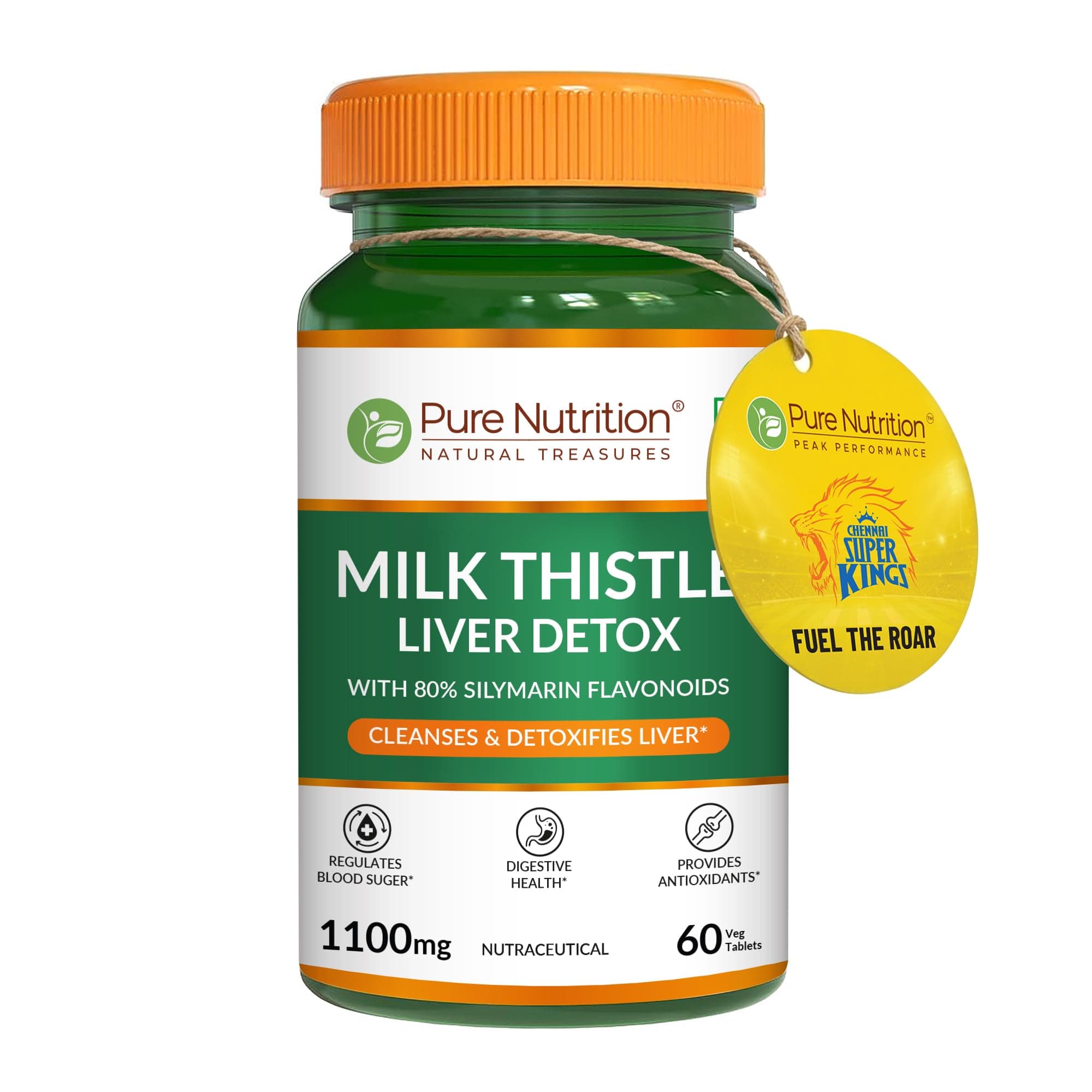 Pure Nutrition Milk Thistle Liver Detox Supplement - 60 Veg Tablets with Natural Silymarin Exract, N-Acetyl L-Cysteine (NAC), Curcumin, Amla & Vitamin C | Gluten-Free, Anti-Inflammatory, Antioxidant