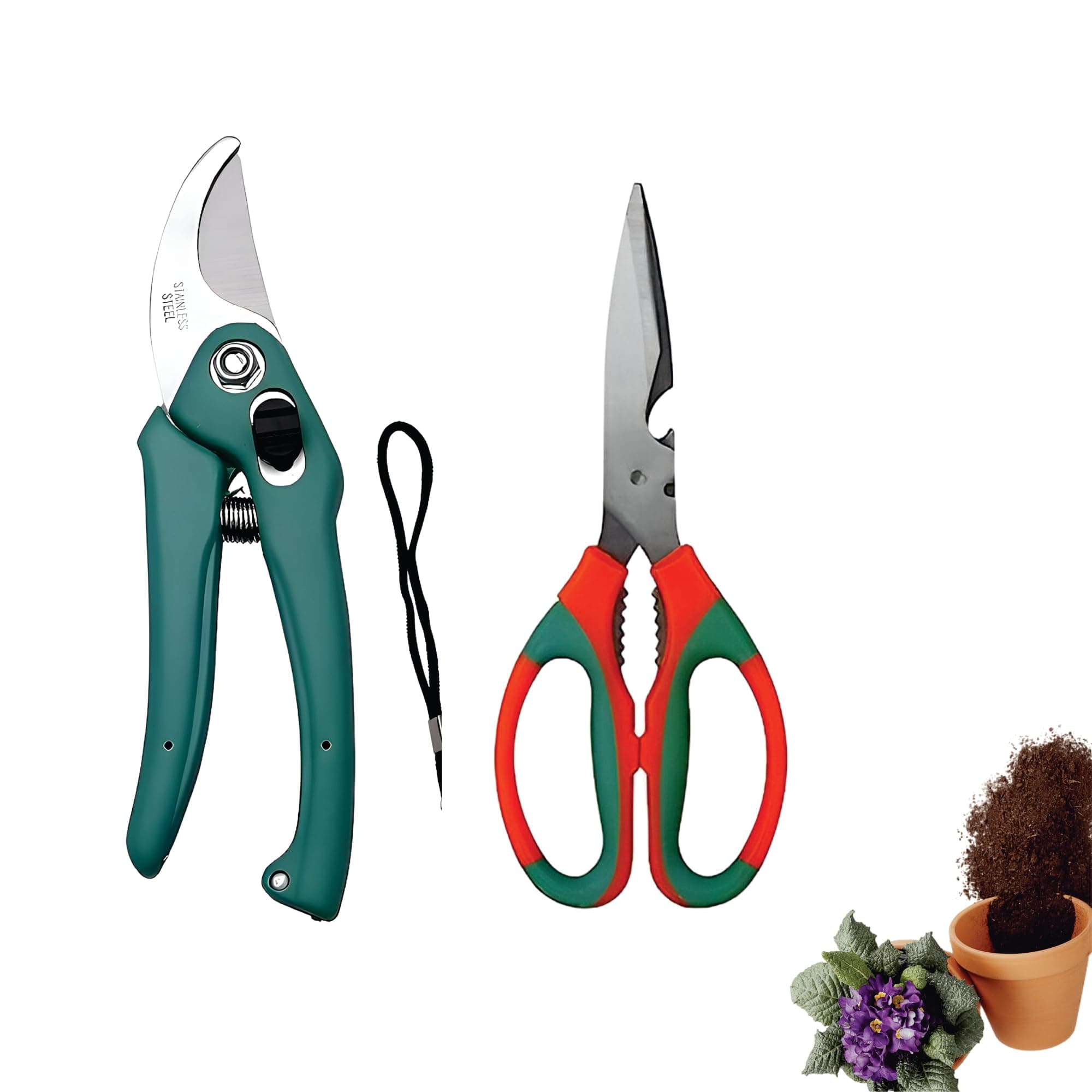 Garden Scissor, Garden Pruner Cutter Garden Cutting Tools (Set of 2) Garden Tool Kit
