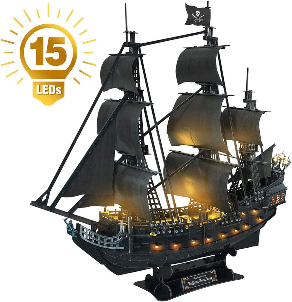 Wooden Model,Watercraft Model Building Kits Ship Model Boat Kit Assembly Model Kits Classical Wooden Sailing Boat Model Queen Anne's Revenge