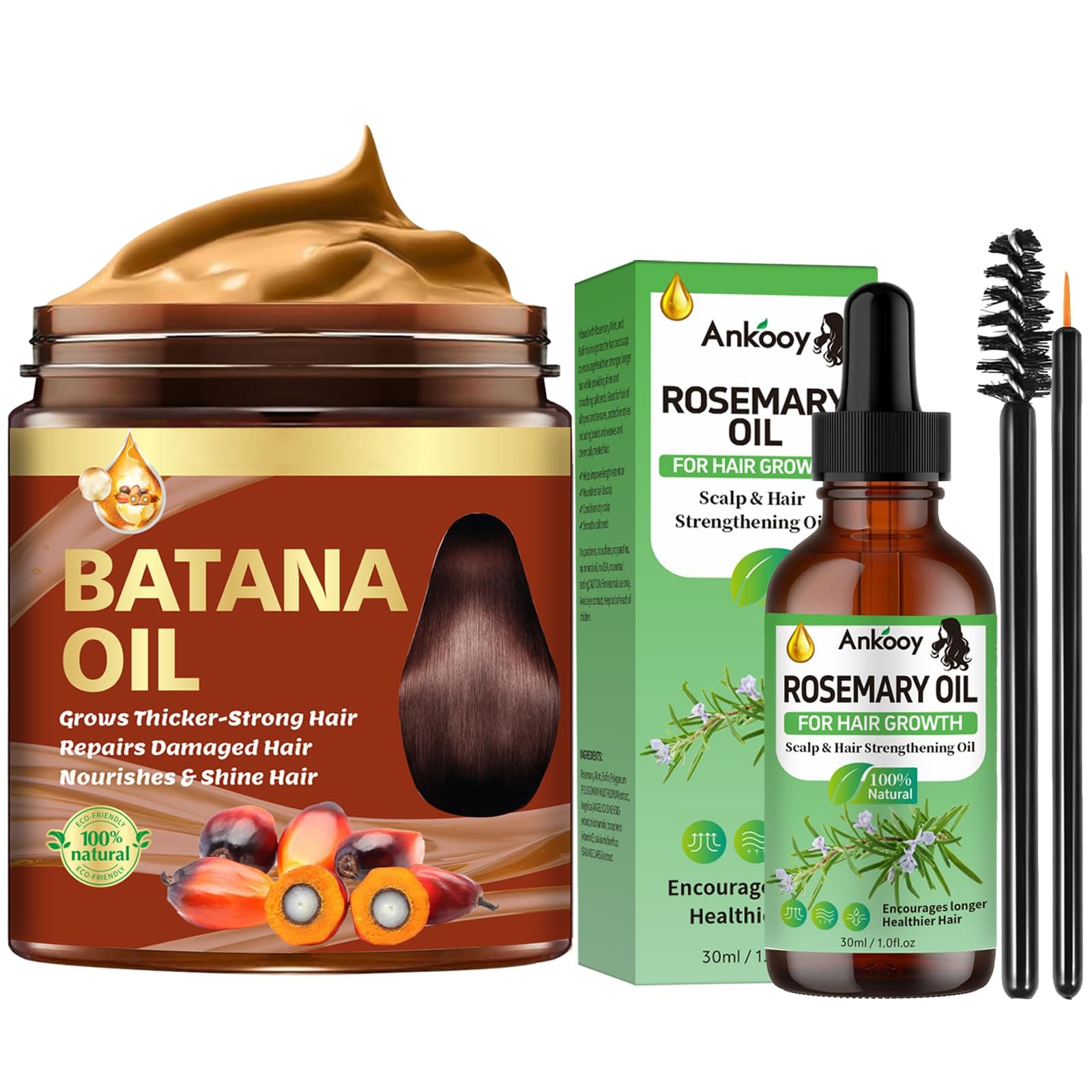 Batana Oil for Hair Growth & Rosemary Oil for Hair Growth,Raw Batana Hair Mask Rosemary Hair Growth Serum,Hair Loss Treatment,Hair Care for Dry Damaged Hair,Promotes Hair Thickness for Men Women