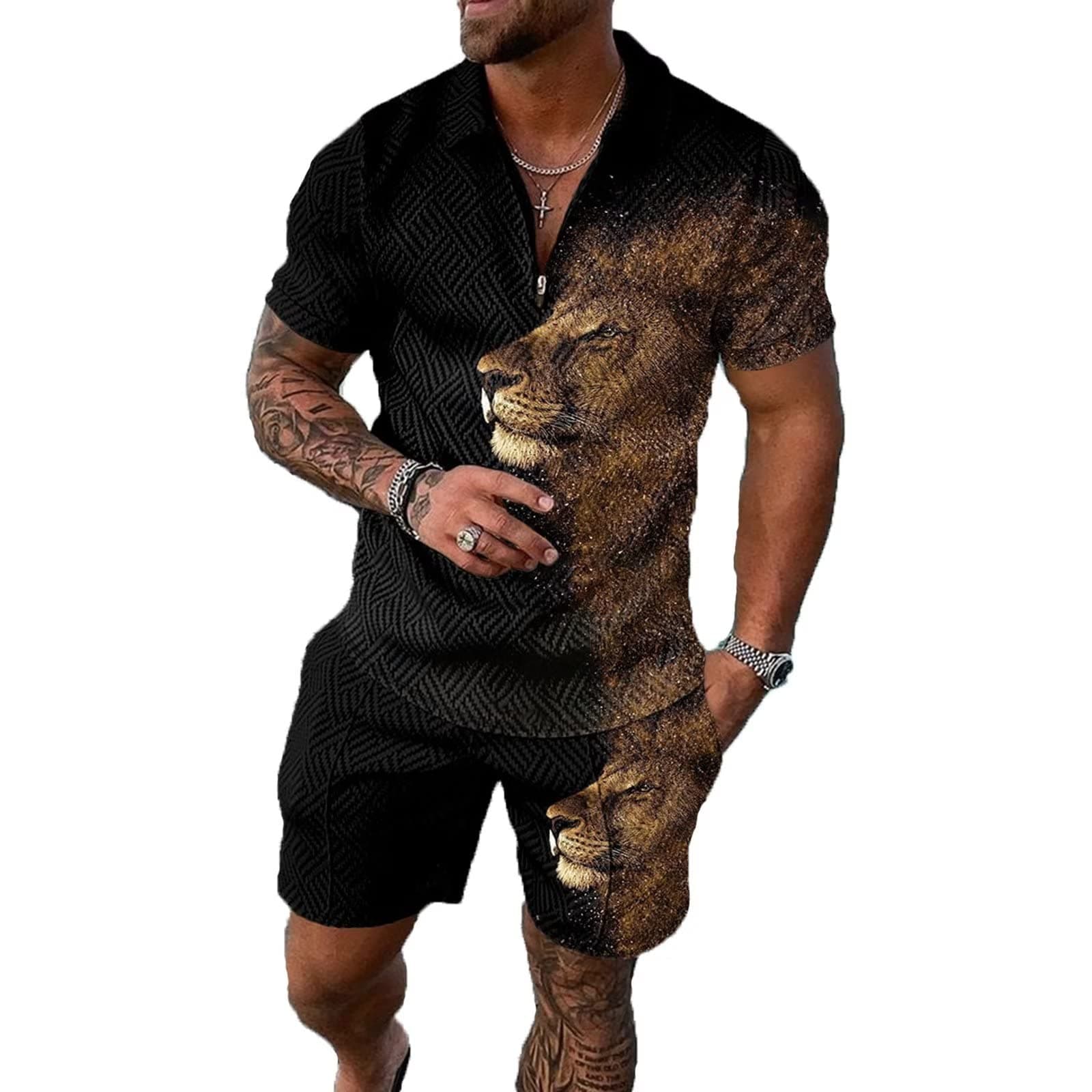 BIRWMens Short Sets 2 Piece Outfits Polo Shirt Fashion Summer Tracksuits Casual Set Short Sleeve and Shorts Set for Men