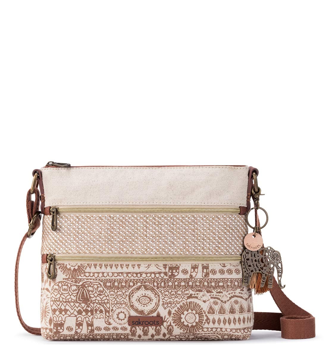 Sakroots Artist Circle Crossbody Bag in Coated Canvas, Multifunctional Purse with Adjustable Strap & Zipper Pockets