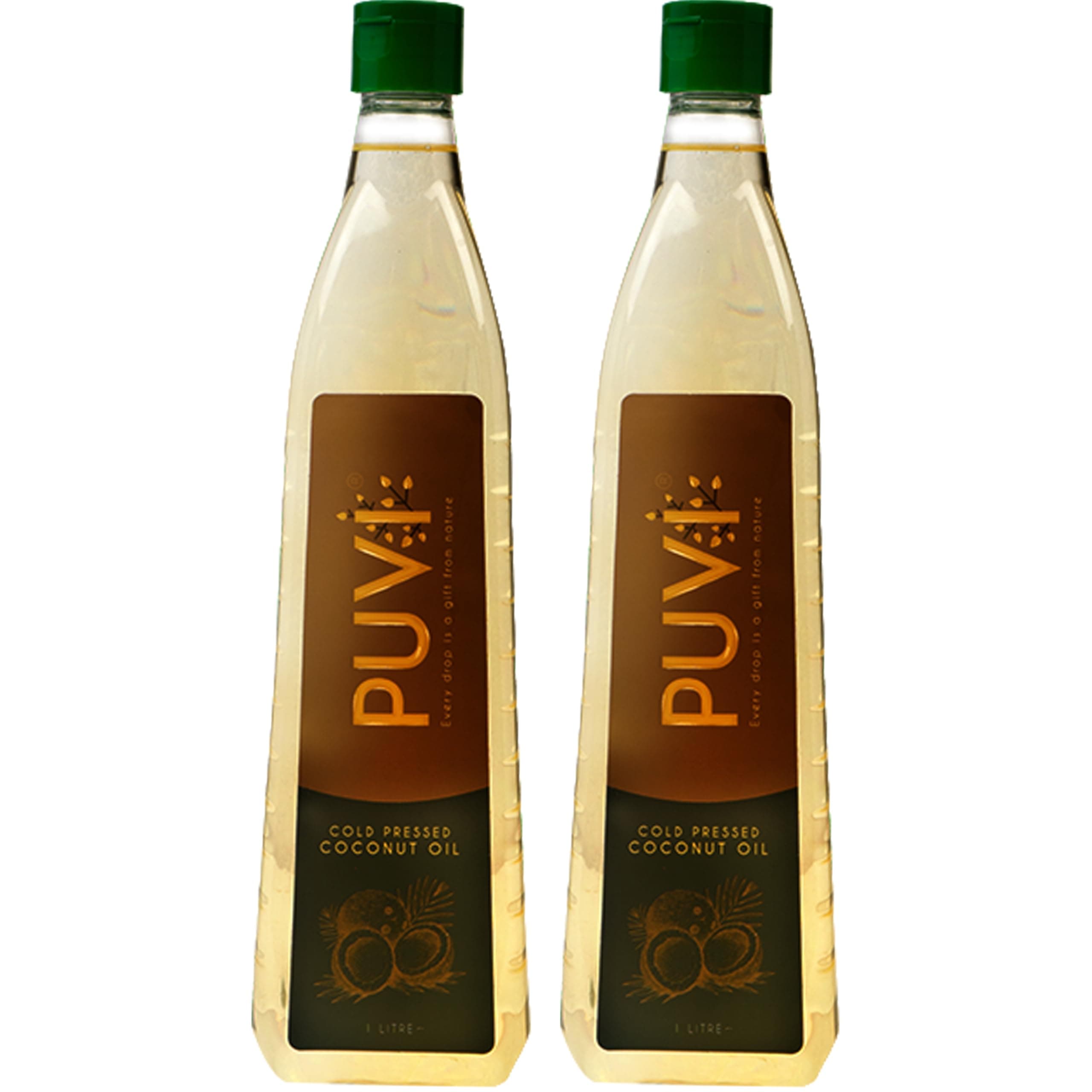 - Puvi 2L Cold Pressed Coconut Oil (Chekku/Ghani) 1 Litre*Pack of 2