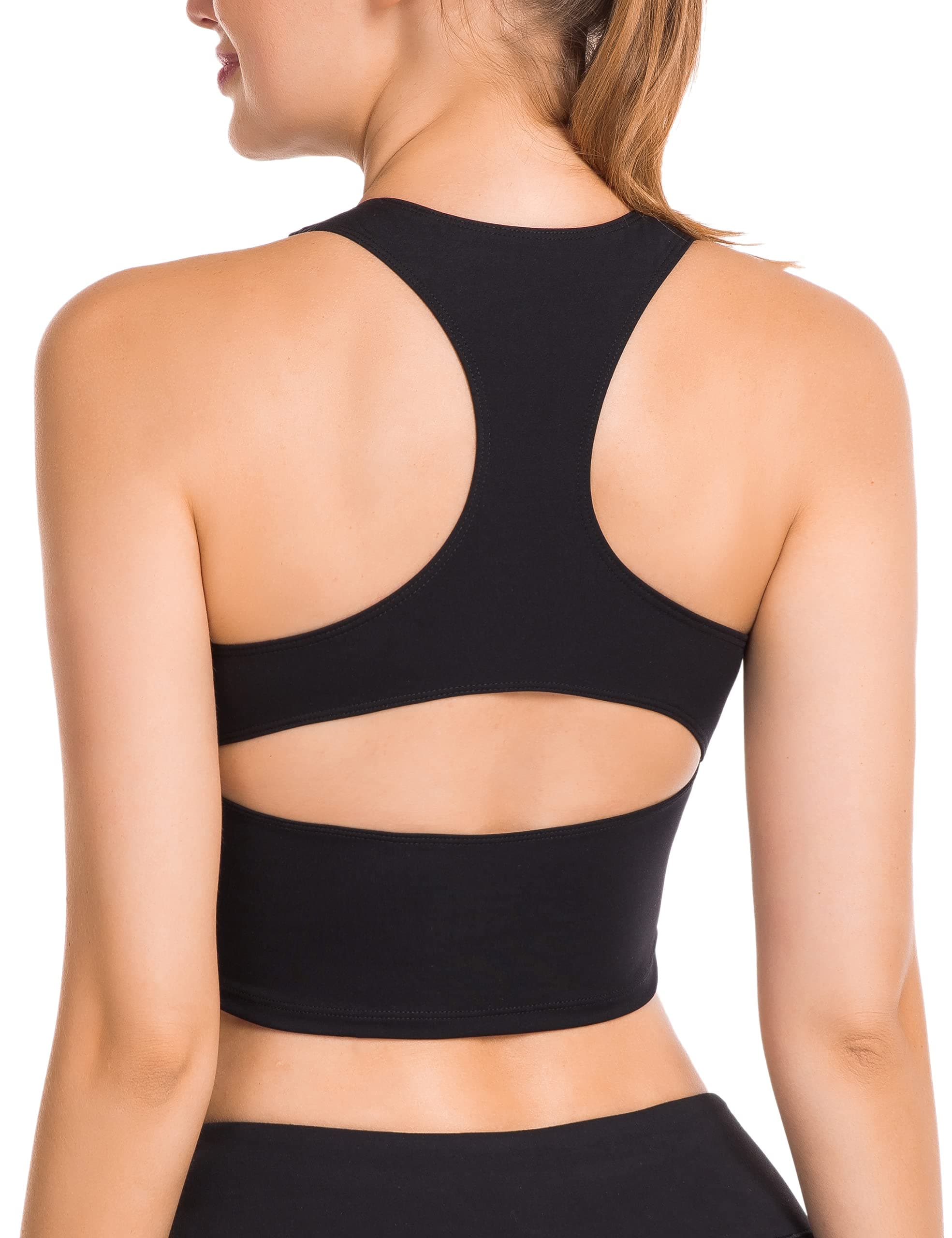 V Neck Sports Bra with Sexy Front-Hole Yoga Workout Athletic Sports Bra Racerback Bras Crop Tank Tops for Women