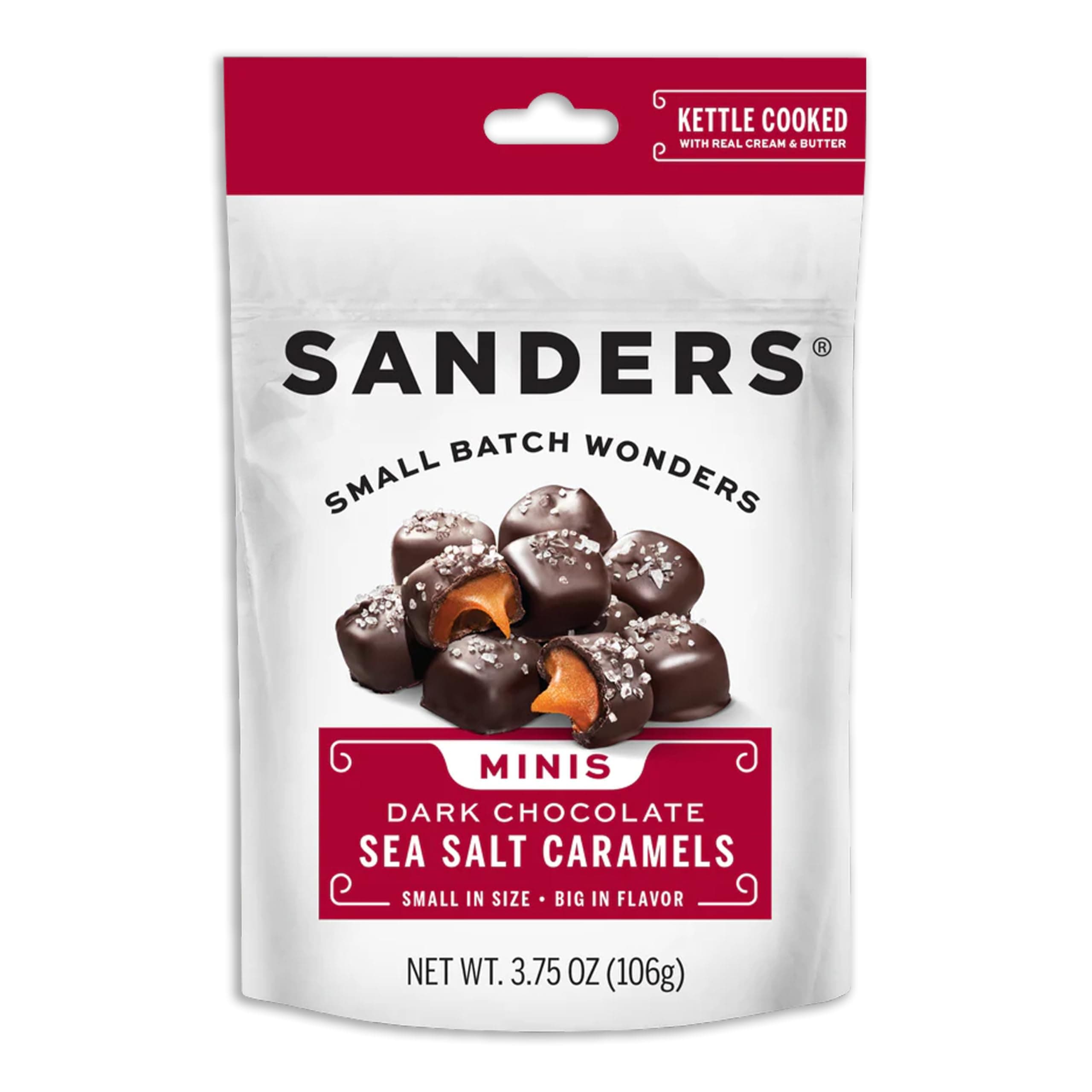 Dark Chocolate Sea Salt Caramel Mini Bites, 3.75 oz, Resealable Bag