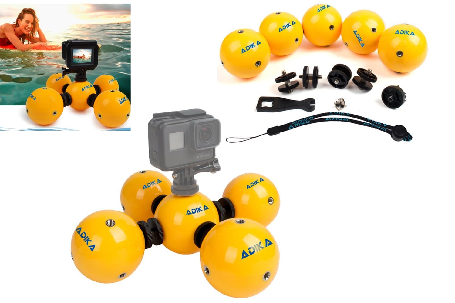 AquaSphere - Floaty Float Floating Buoyancy Waterproof Ball Device for GoPro Accessories Hero Hero3 Hero4 Hero5 SjCam Action Camera - Used for Watersports Swmming Diving Snorkal by