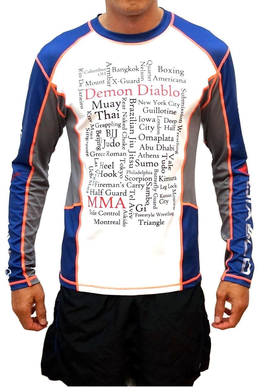 Demon Diablo Men's Long Sleeve BJJ Rashguard for Grappling & MMA