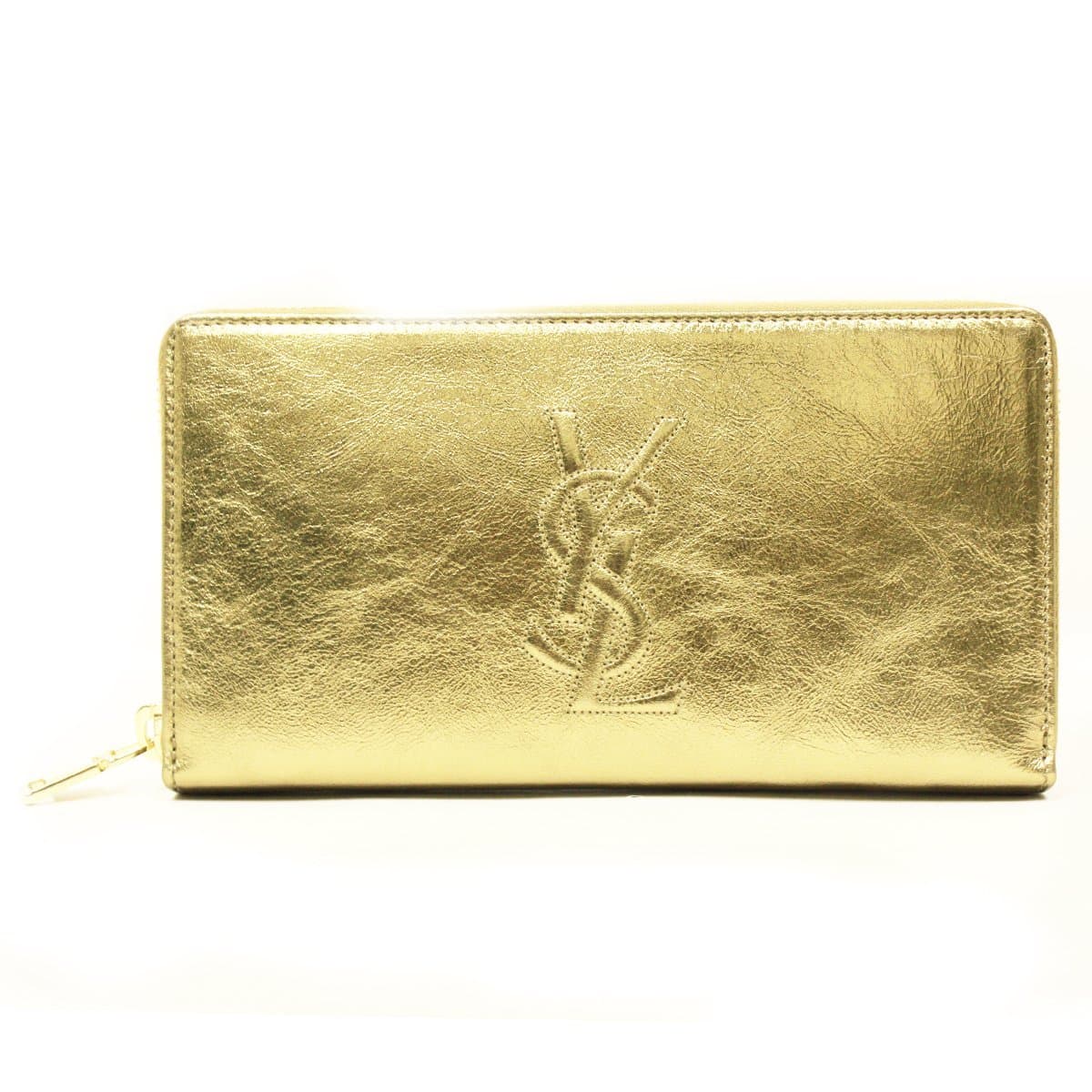 Saint Laurent 'YSL' Belle du Jour Metallic Leather Zip Around Wallet 352904