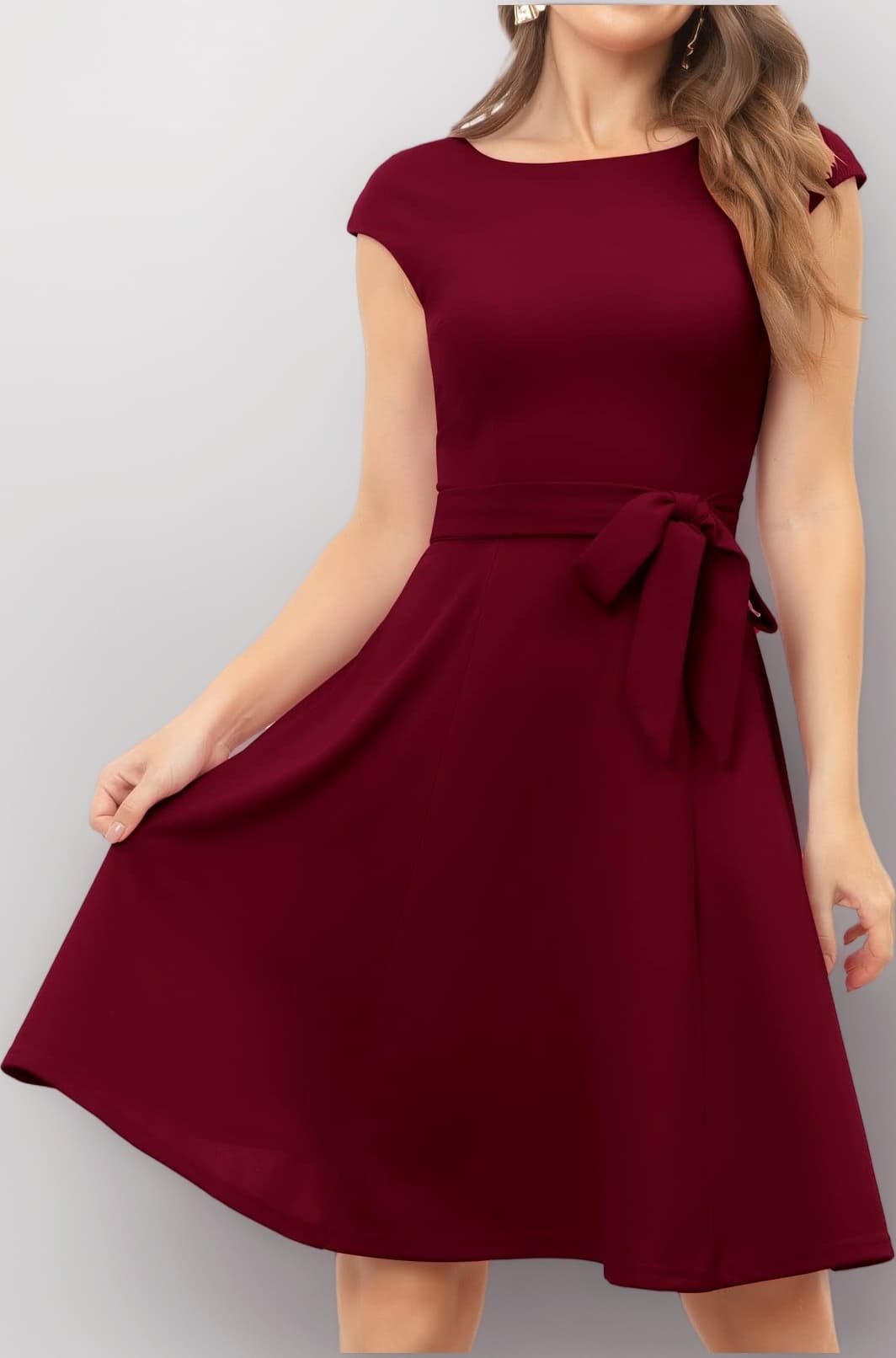 Women Casual Dresses Swing Tea Dress Cocktail Vintage A-Line Midi Party Dress