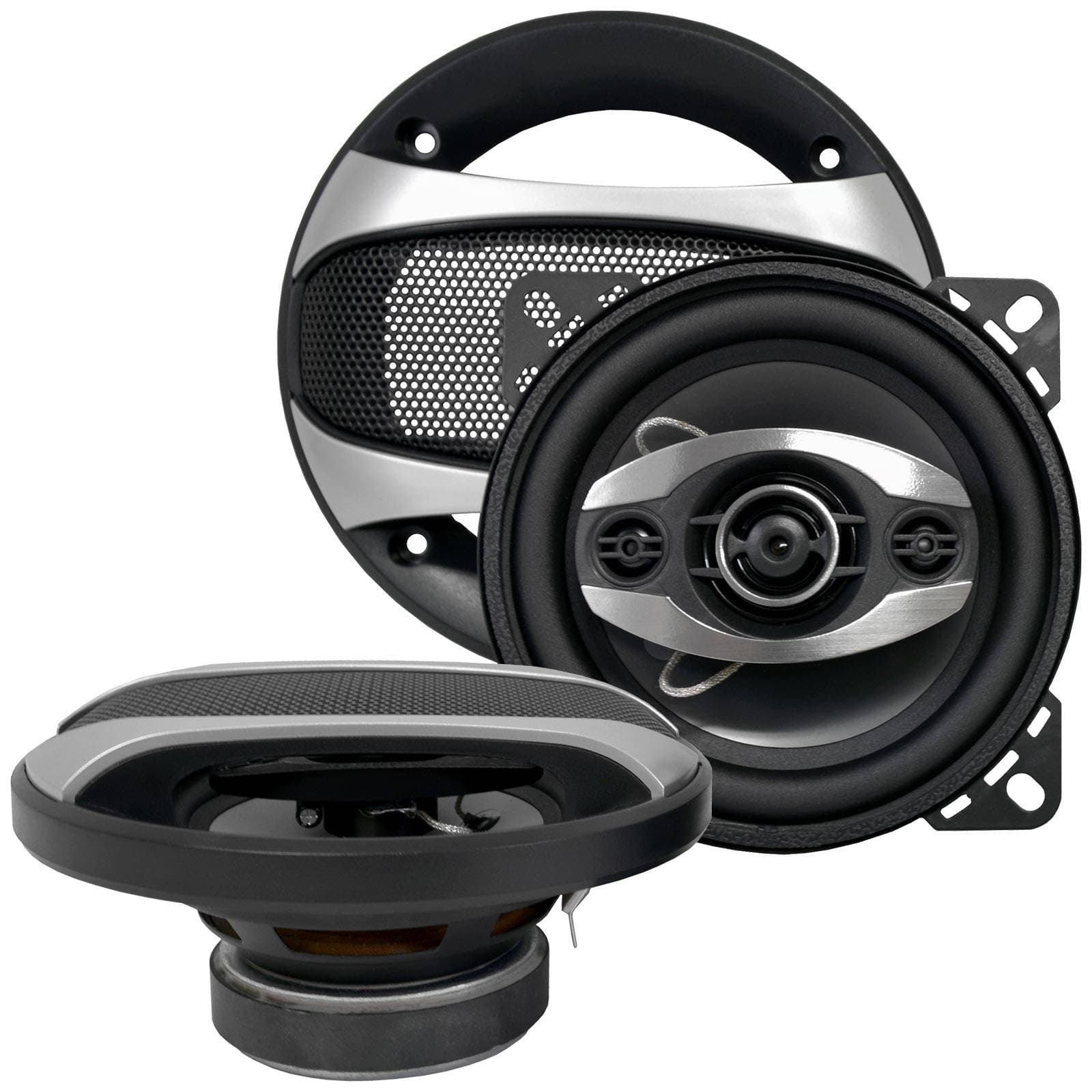 Bass Rockers 4" 225 Watt 4-Way Car Coaxial Speakers BR414 One Pair Set