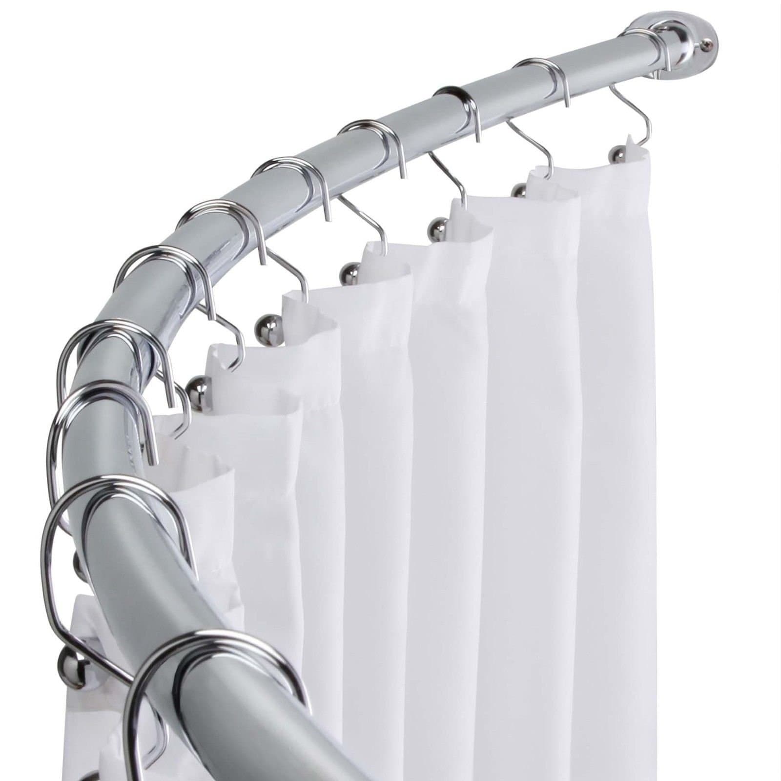 shower curtain rods Bathroom Stainless Steel Curved Bathtub Accessory, Polished Chrome Curtain Rod 58 Inch to 72 Inch