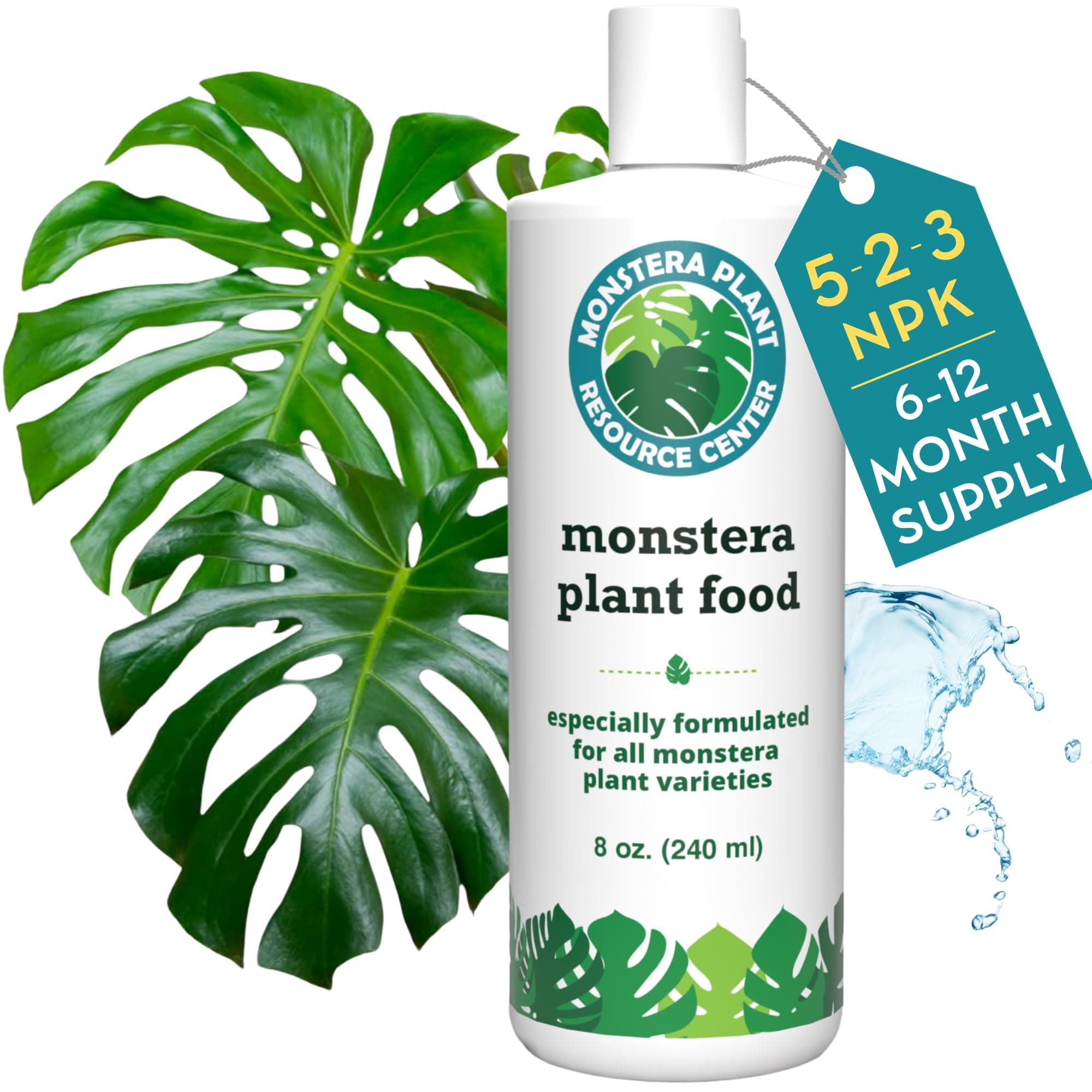 Houseplant Resource Center Monstera Plant Food with NPK 5-2-3 Ratio – Liquid Formulation Supports Optimal Nutrient Dispersal and Balanced Nitrogen Response for Strong Root Growth