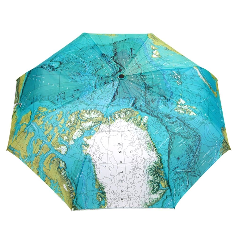 LOCOMO AccessoriesLocomo Men Women World Map Atlas Globe 8 Panel Compact Folding Umbrella FAF070