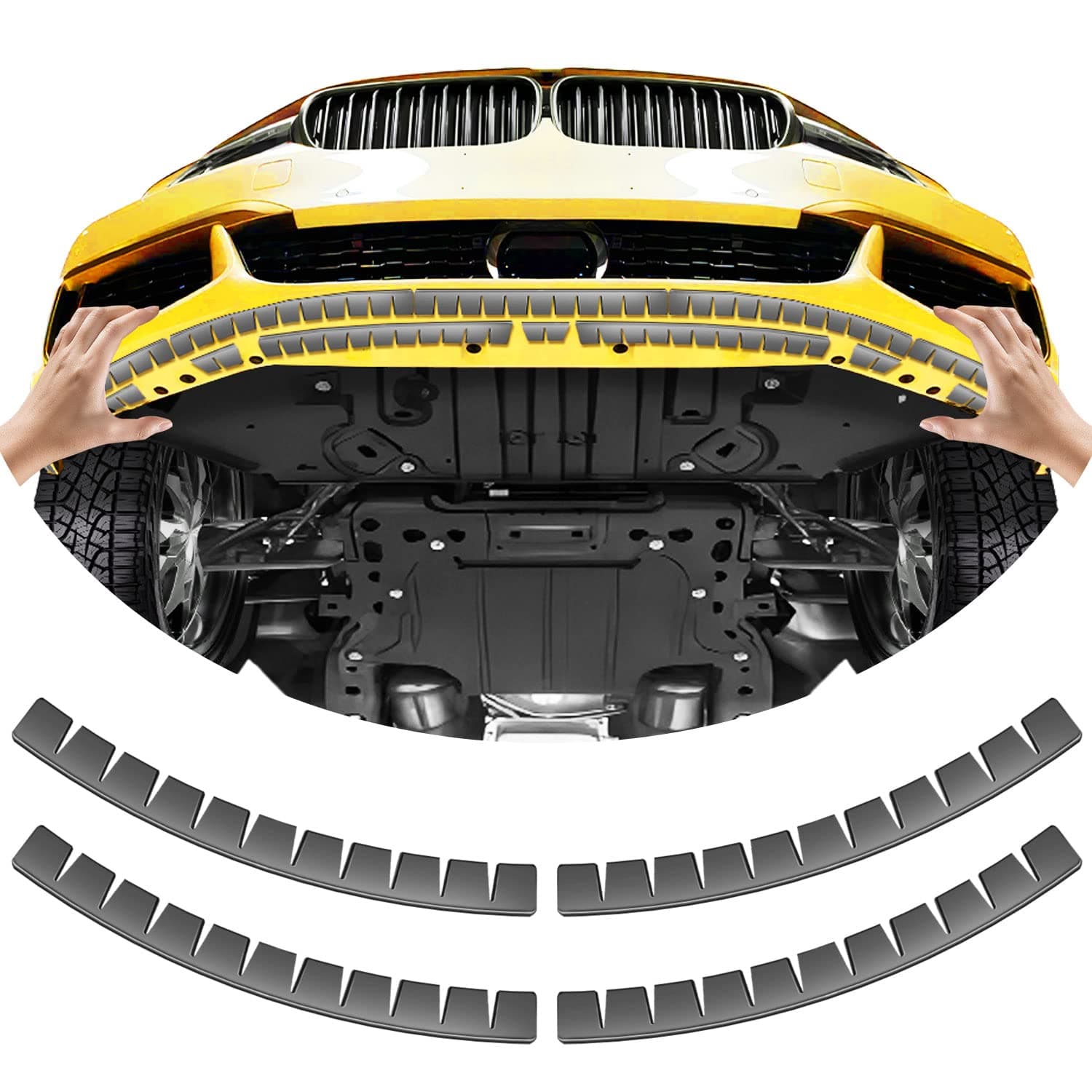 Front Bumper Scrape Guard 4 Pack Car Universal Black Bumper Lips Scrape Guard Car Under Bumper or Anti-Scratch DIY Protector for Lowered Cars, Sport Cars and SUV