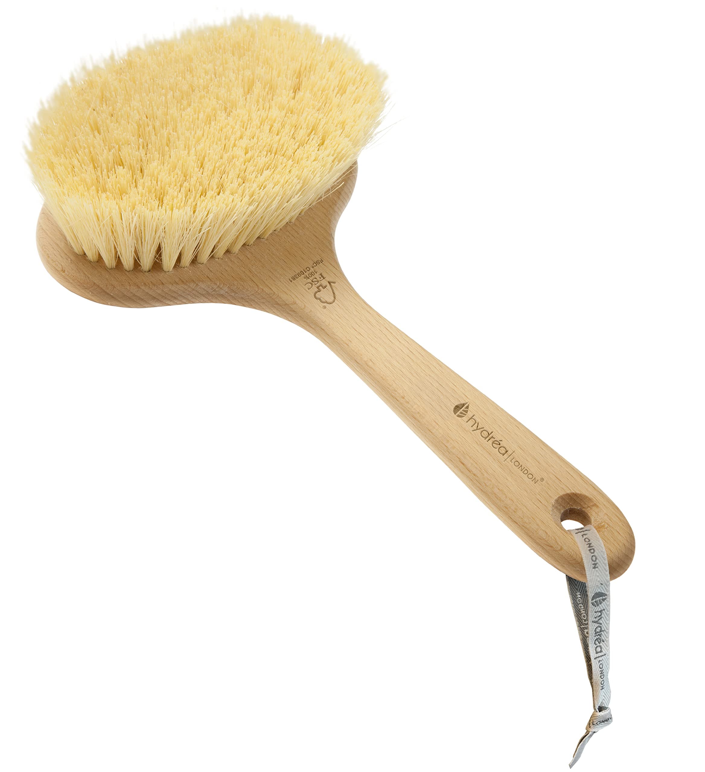 Dry Body Brush Vegan – Premium Exfoliating Skin Brush with Extra Long Cactus Bristle, Dry Brush Cellulite Remover, Exfoliating Body Scrubber, FSC® Certified Beechwood.