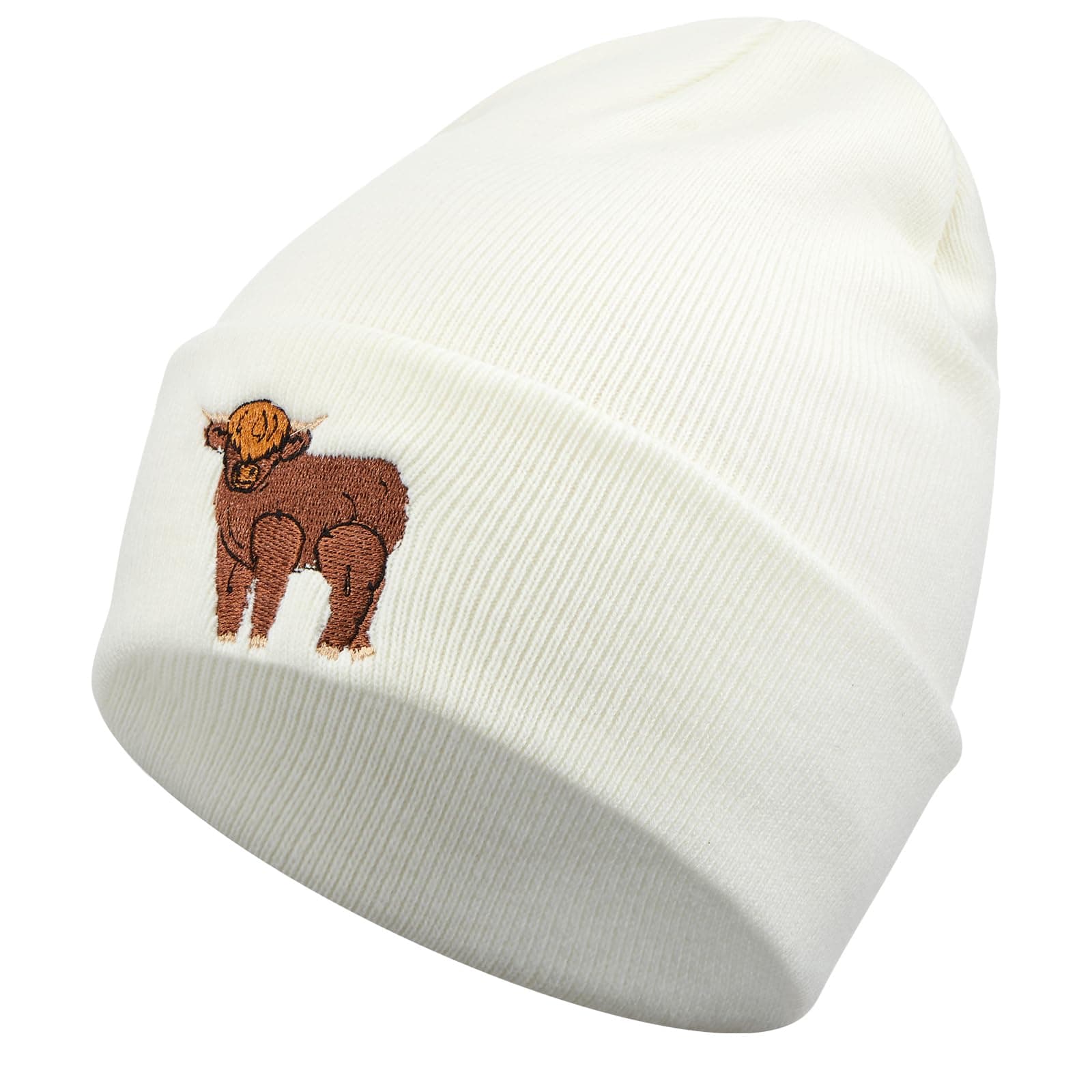 Sintege Highland Cow Beanie Hat Highland Cow Gifts Women Embroidered Winter Warm Unisex Thermal Hat for Animal Lovers Gift for Valentines Day Birthday Cold Weather
