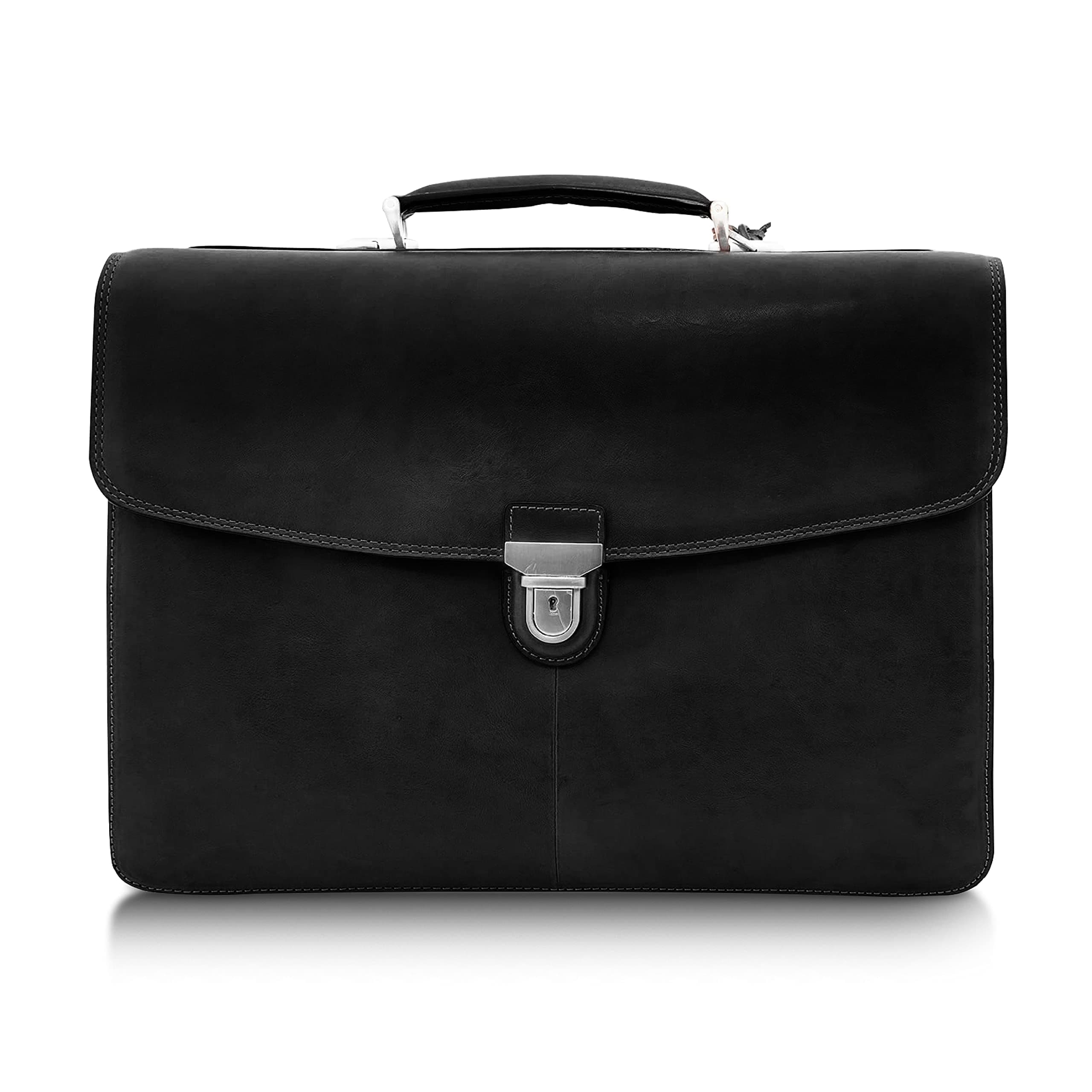 Bella Russo Men's Italian Leather Messenger Bags - Triple Compartment Briefcases for Men - Tanned Leather