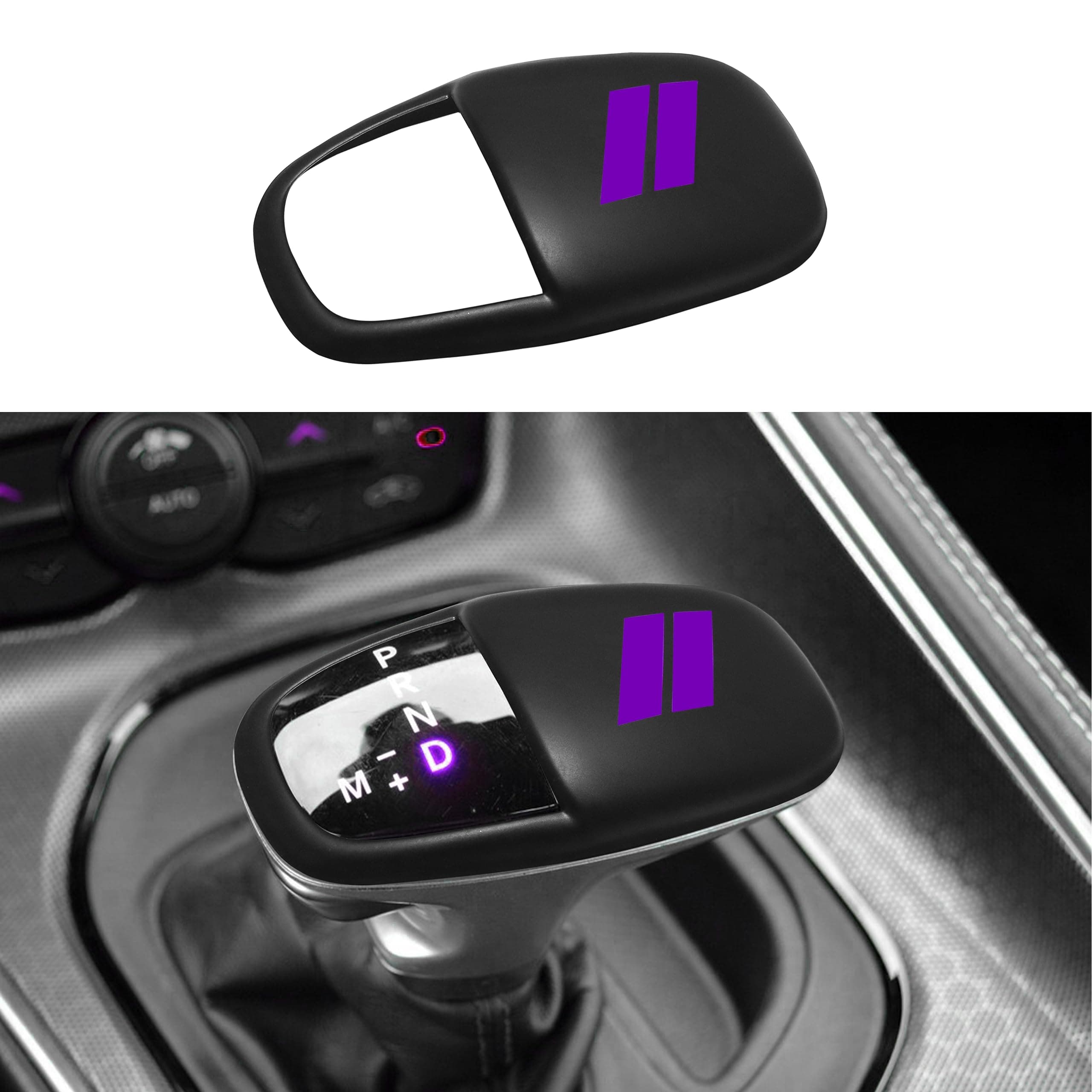 SENSHINE Gear Shift Knob Head Cover Trim for Dodge Charger Challenger Accessories 2015-2023 2024 Durango 2016-2024 ABS Interior Shell Insert Decoration Protector Gear Shifter Cover (Matte Purple)