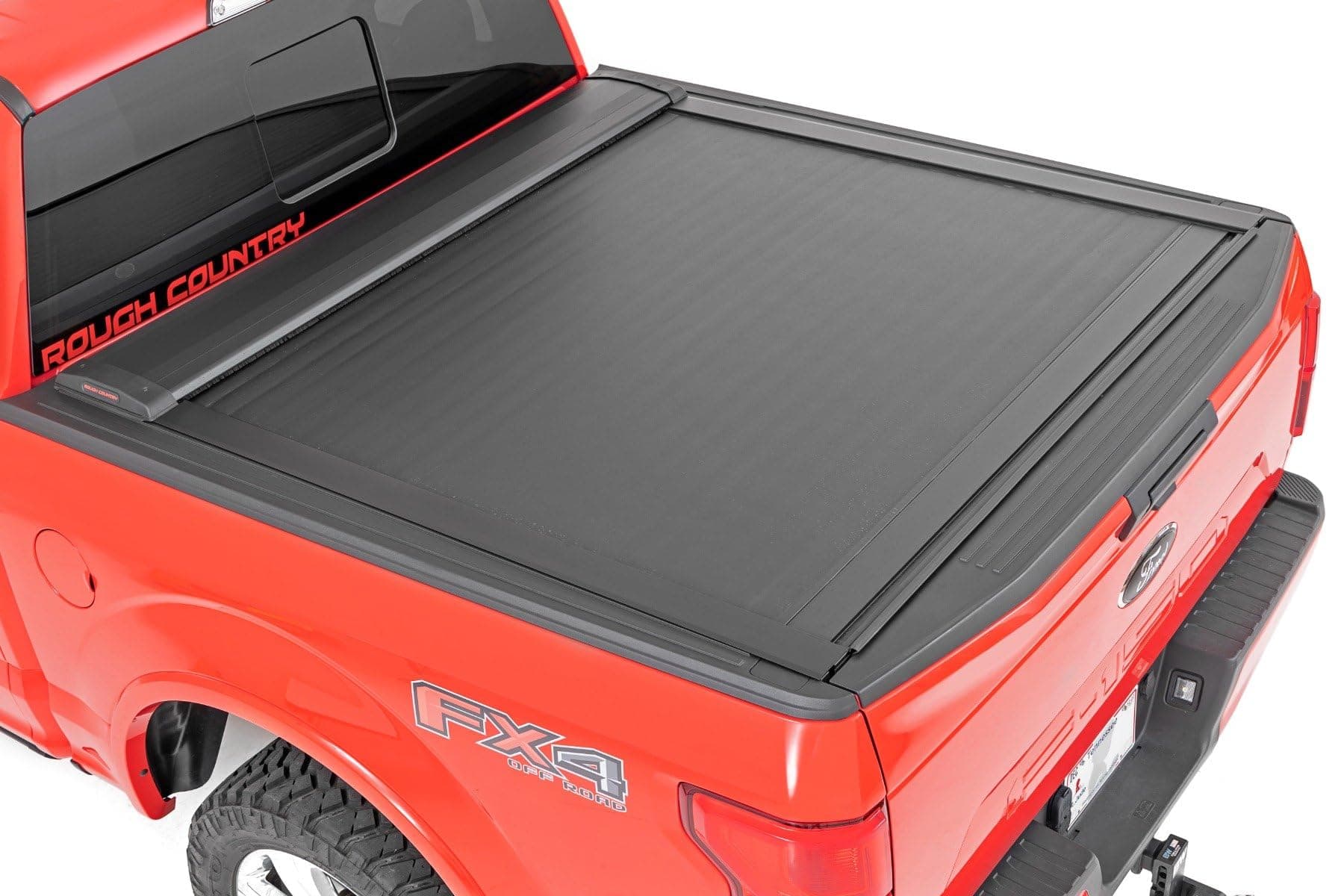 Rough Country Retractable Truck Bed Cover for Ford F-150/F-150 Lightning (2021-2024) - Fits 5'7 Bed, Weather-Resistant Tonneau Bed Cover