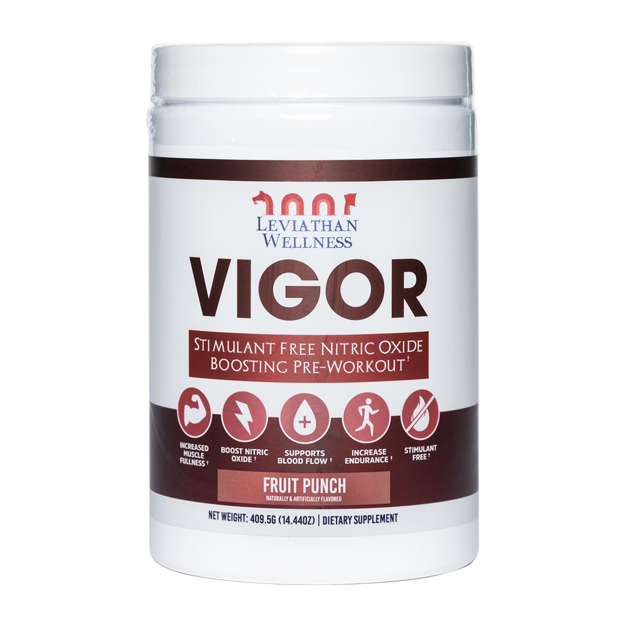 Vigor - Stimulant-Free Nitric Oxide Pre-Workout Powder | L-Citrulline (5000mg), Malic Acid (2000mg), GlycerPump (1500mg)| Fruit Punch| 30 Servings, 13.86g Each | Made in The USA