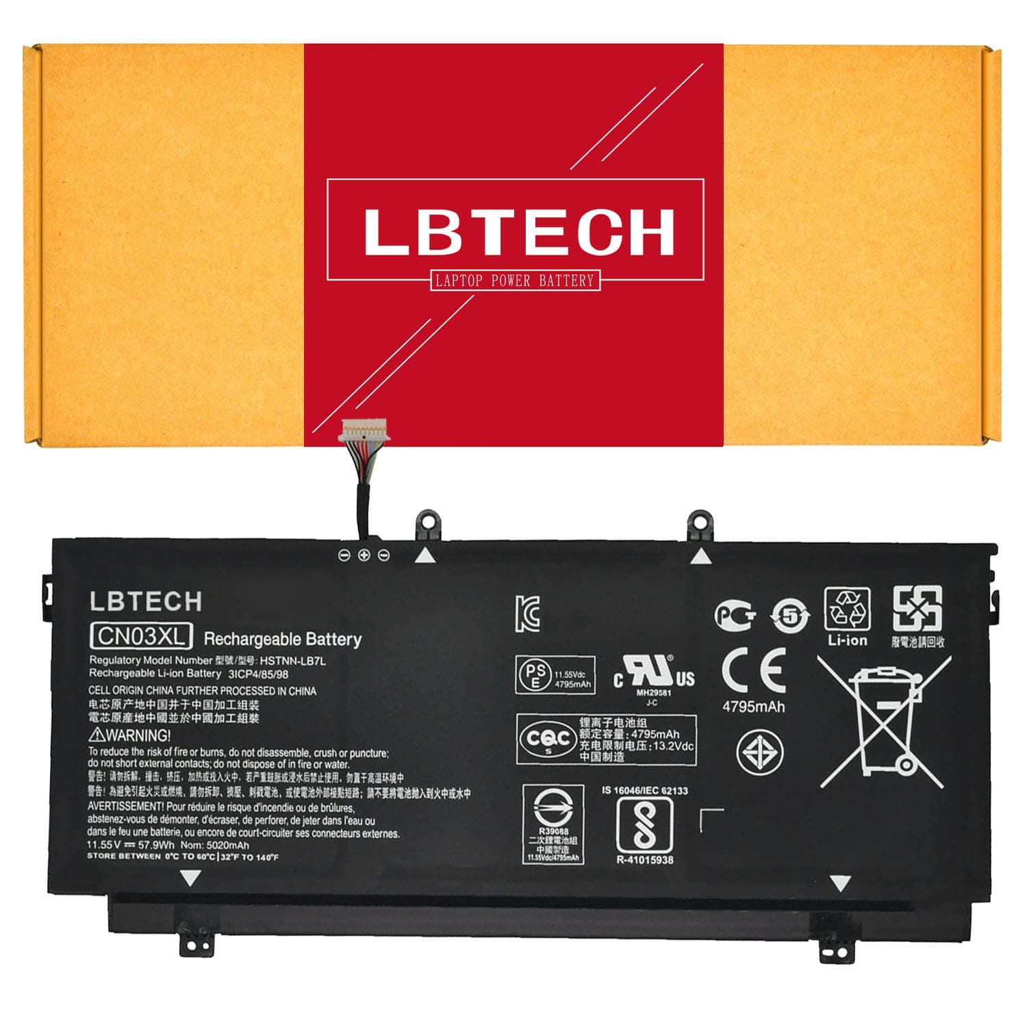 LBtech CN03XL SH03XL Compatible Laptop Battery Replacement for HP Spectre x360 Convertible PC 13 x360 13-AC033DX 13-AB001 13-AB099 13T-AB000 13 w023dx 13-w000 Series HSTNN-LB7L TPN-Q17811.55V 57.9Wh