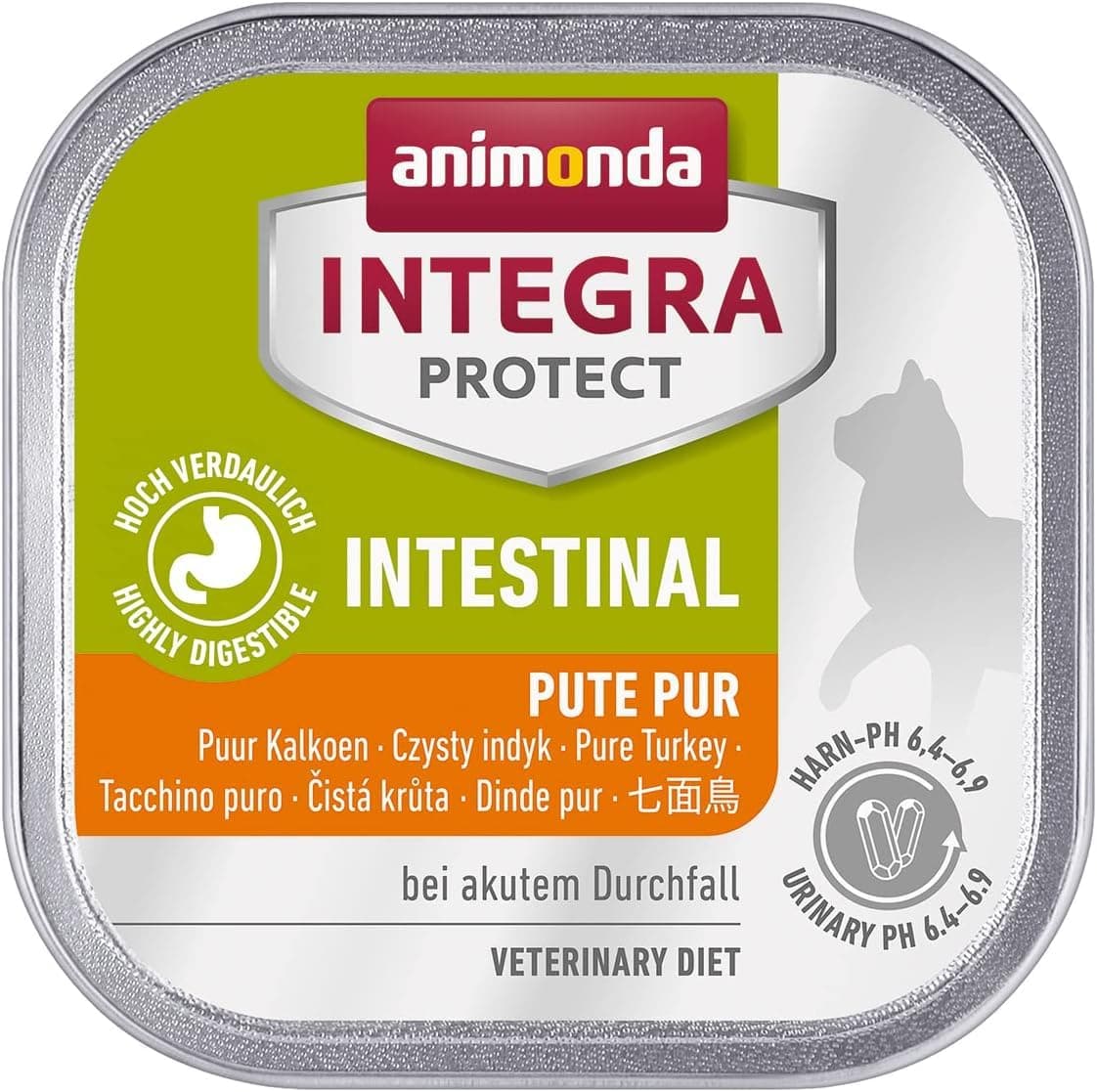 Intestinal cat, diet cat food, wet food for diarrhoea or vomiting, pure turkey, 16 x 100g