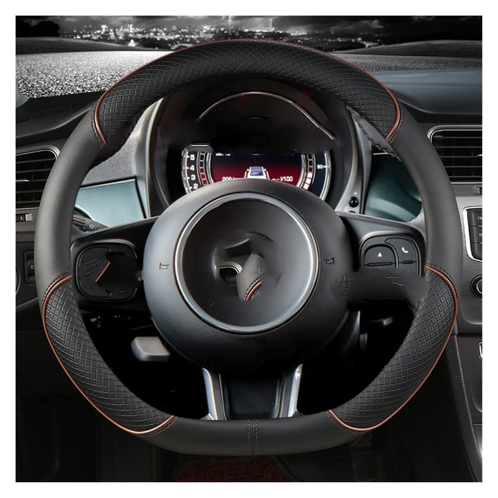 Car Steering Wheel Car Steering Wheel Cover Microfiber Leather For Fiat 500 2007-2022 500e 2020 2021 500L 2014-2018 500X 2015-2022 Auto Accessories Steering Wheel Cover(Color:1)