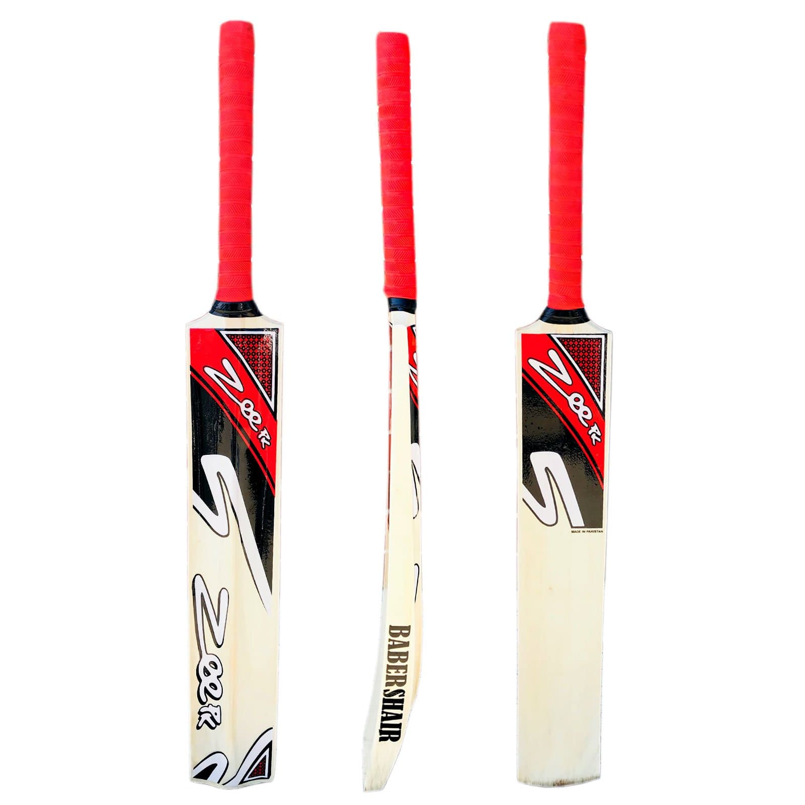Cricket Bat Net Practice Tennis Ball Tape Ball Handcrafted Kashmir Willow Wood Full Adult Size Model RED BABERSHAIR