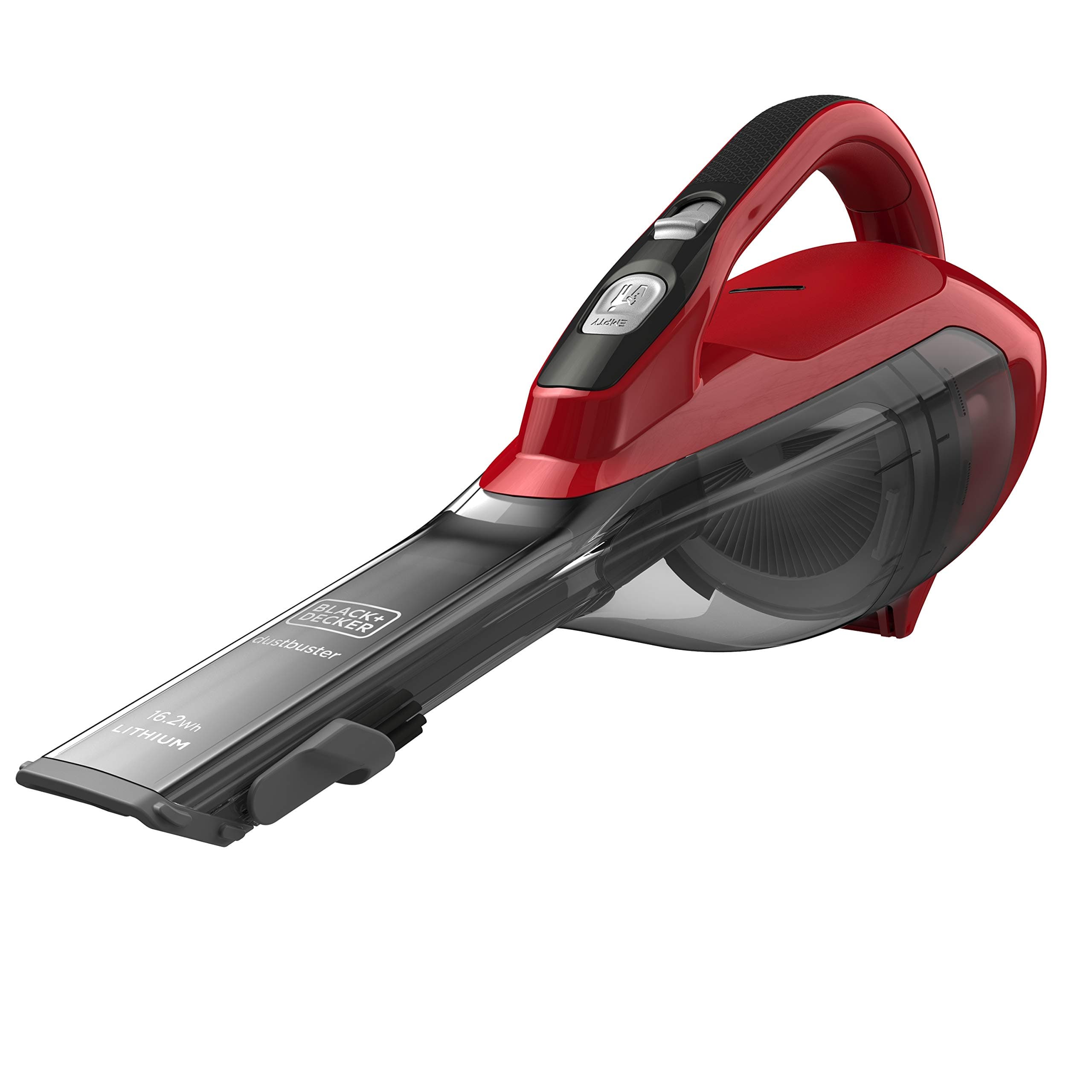 BLACK+DECKER Cordless Handheld Vacuum, 10.8V 1.5Ah Li-Ion battery, 500ml Dust Blow Capacity, integrated Brush Tool & Jack Plug Charger Optimal for Home & Car, Red/Grey - DVA315J-B5