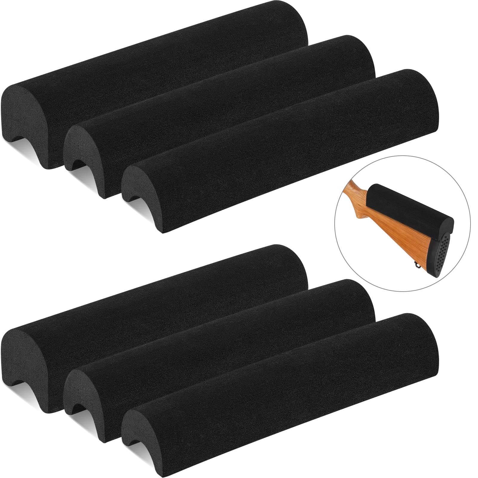 Gueevin 6 Pieces Rifle Cheek Riser Rest Pad Black EVA Foam Non Slip Cheek Riser for Rifle Gun Buttstock Cover