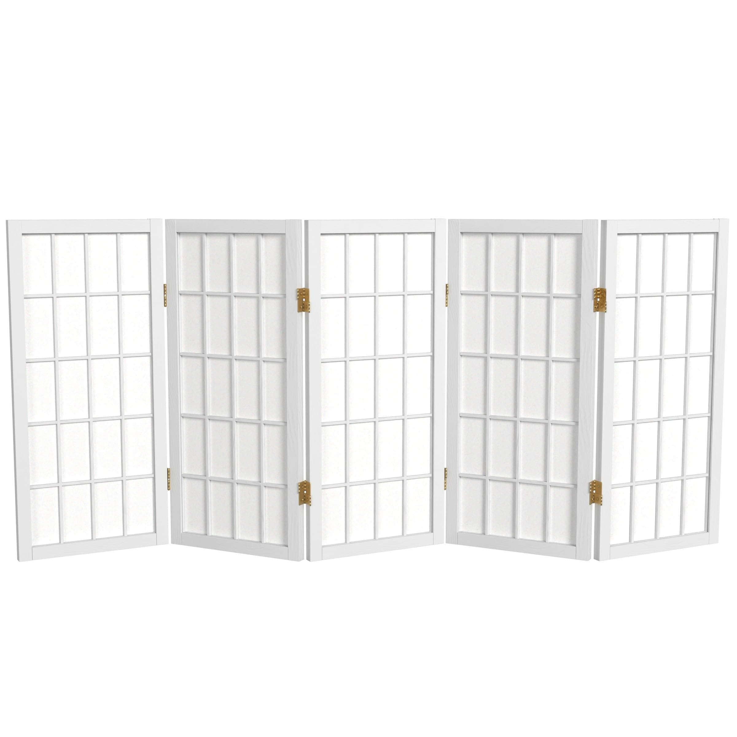2 ft. Short Desktop Window Pane Shoji Screen - White - 5 Panels