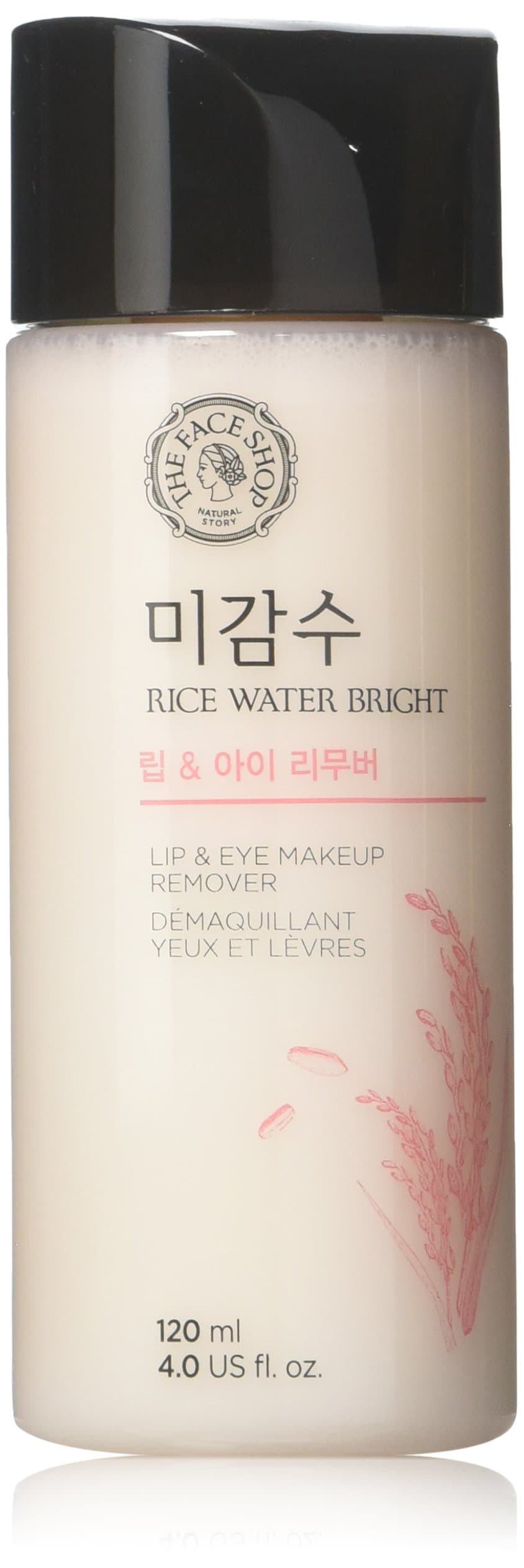Oil-Free Liquid Eye Makeup Remover, Natural Rice Water Lipstick, Waterproof Mascara & Eyeliner Removal - 120 mL / 4 Oz, K-Beauty
