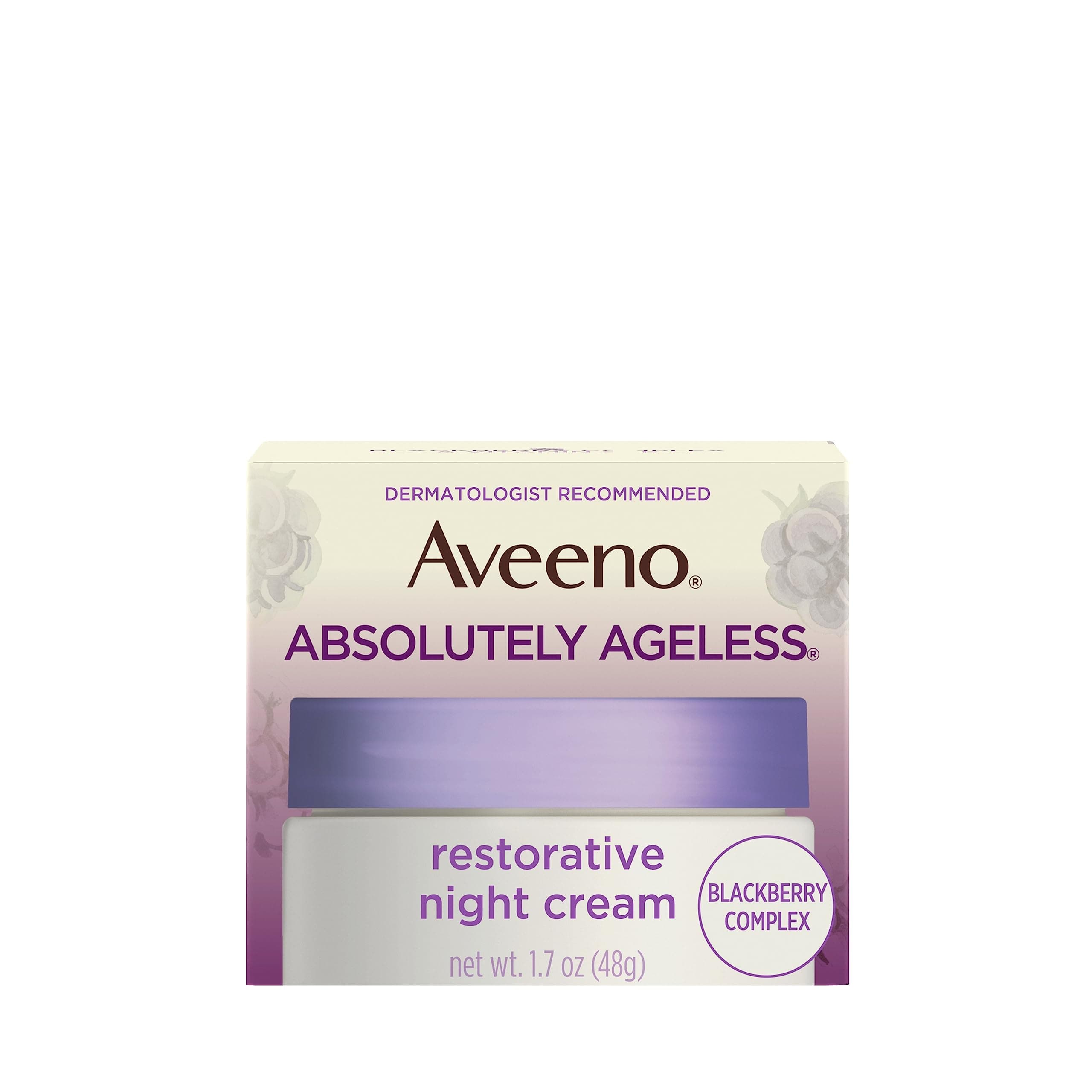Aveeno Absolutely Ageless Restorative Night Cream Facial Moisturizer with Antioxidant-Rich Blackberry Complex, Vitamin C & E, Hypoallergenic, Non-Greasy & Non-Comedogenic, 1.7 fl. oz
